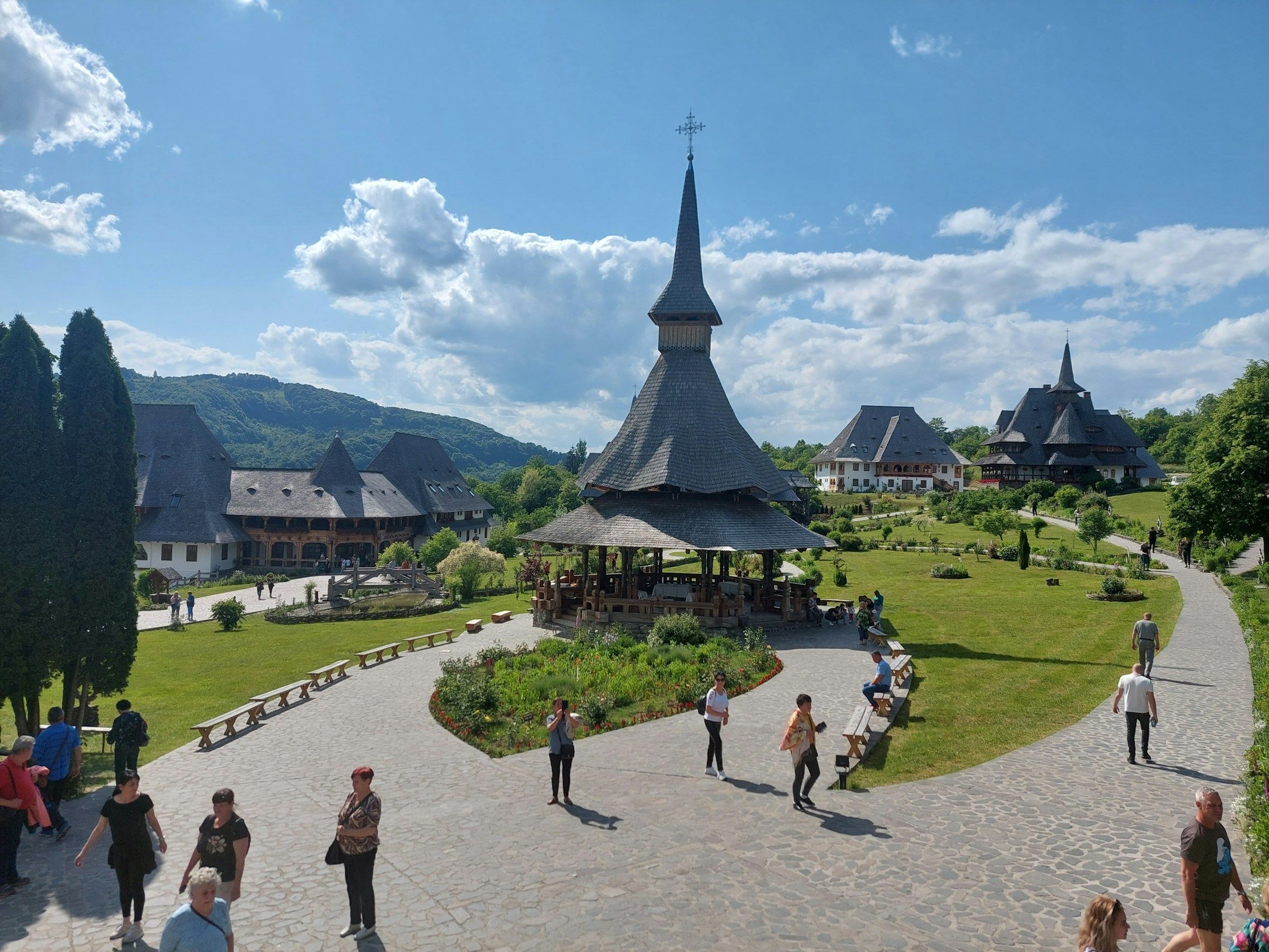 Bârsana Monastery in Maramureș with its wooden church