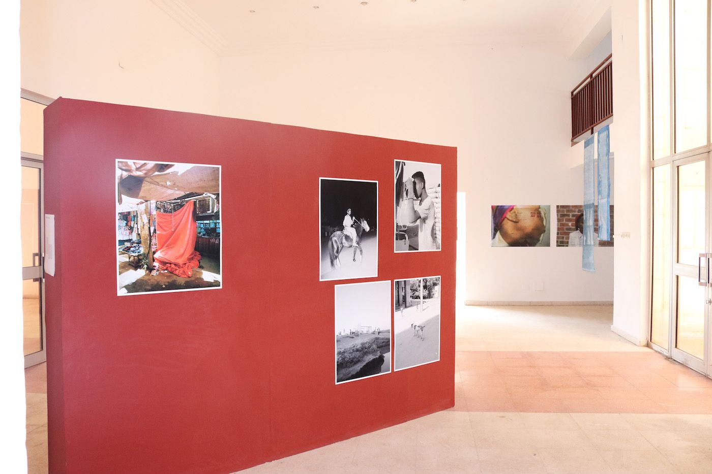 Installation shot at Memorial Modibo Keita, From the left, works by Muhammad Salah, Sofia Yala and Annie-Marie Akussah. Photo by Annie-Marie Akussah