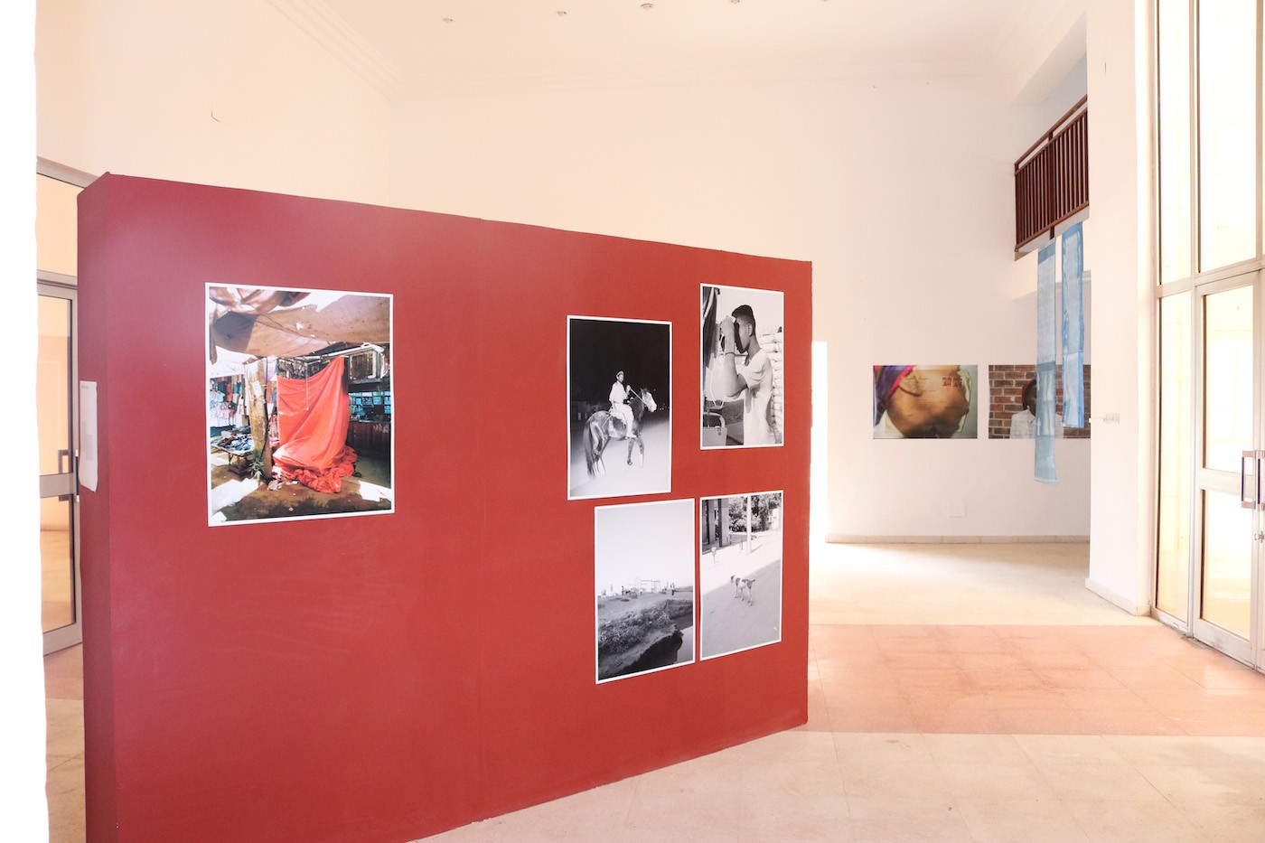 Installation shot at Memorial Modibo Keita, From the left, works by Muhammad Salah, Sofia Yala and Annie-Marie Akussah. Photo by Annie-Marie Akussah