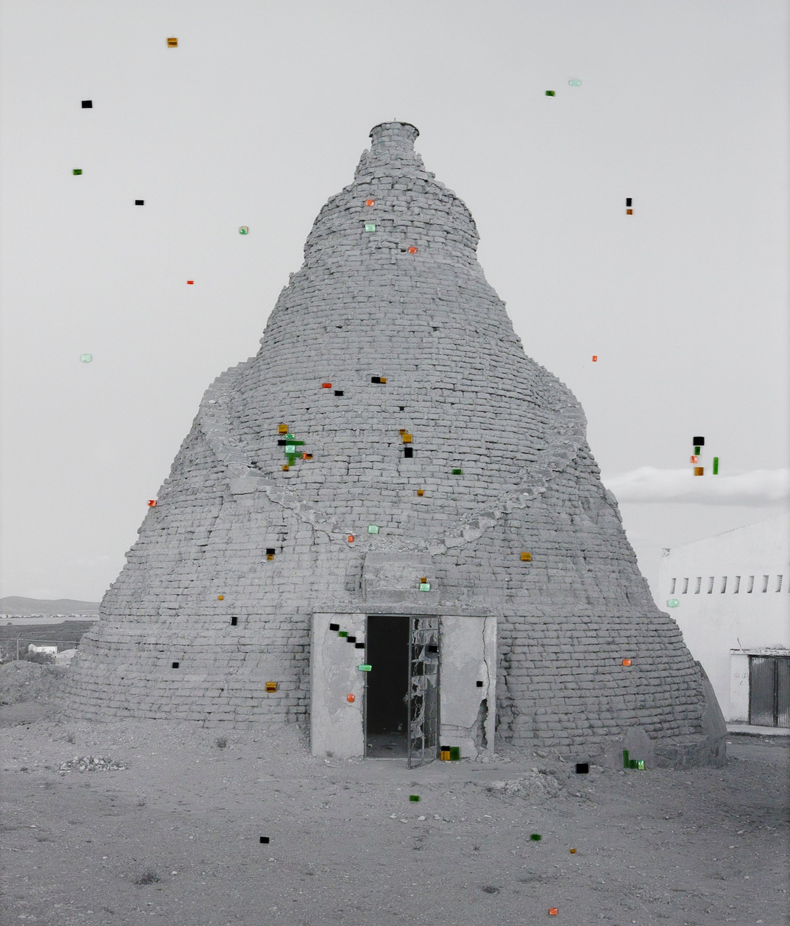 Livia Corona Benjamín, Mazatlpilli, 2018. Pigment inkjet print with turquoise, jade, coral, onyx, obsidian, tiger’s eye, and animal bone, 30 × 38 in. (76.2 × 96.5 cm). Collection of the artist. Courtesy of the Whitney Museum of American Art, New York.