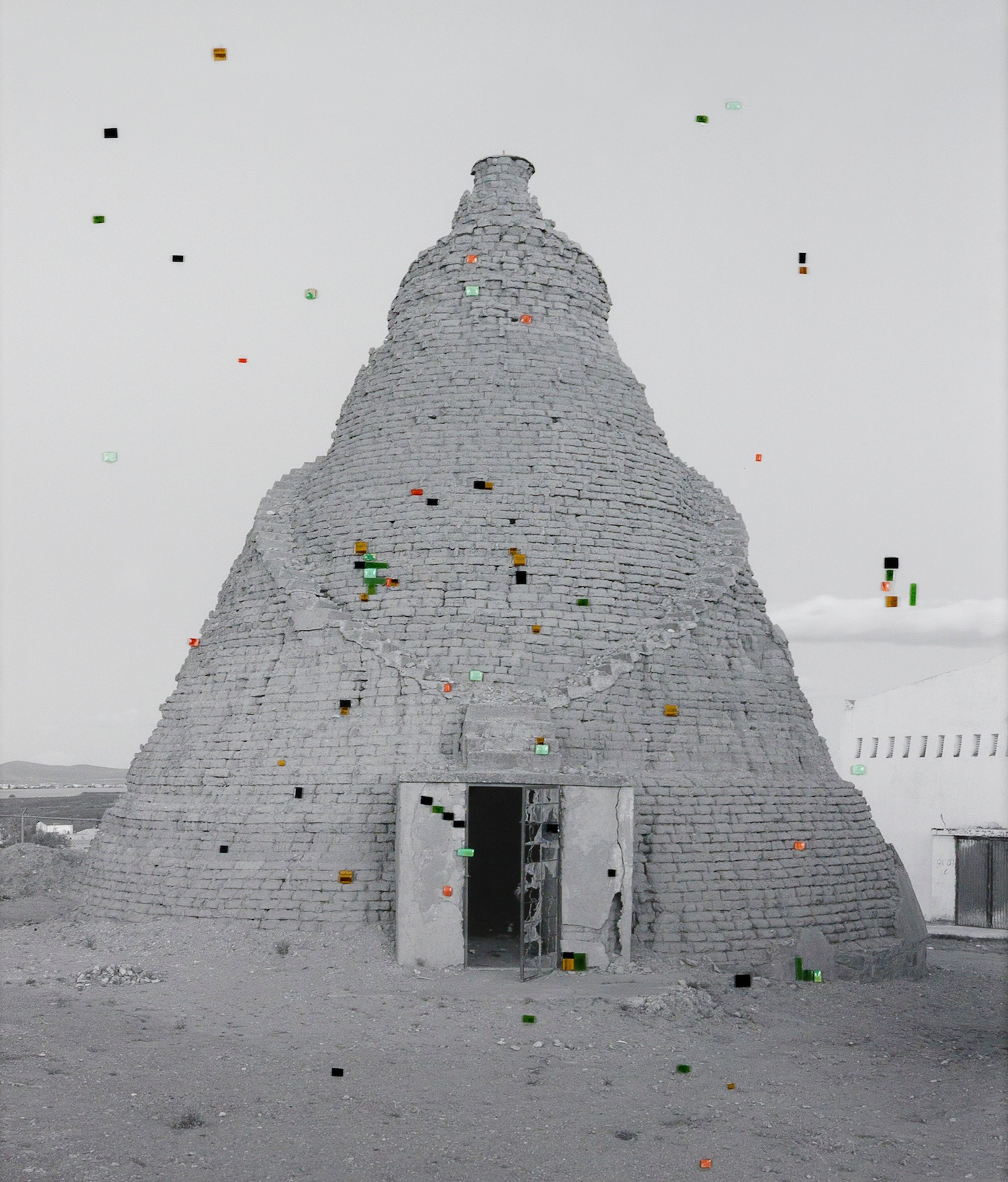 Livia Corona Benjamín, Mazatlpilli, 2018. Pigment inkjet print with turquoise, jade, coral, onyx, obsidian, tiger’s eye, and animal bone, 30 × 38 in. (76.2 × 96.5 cm). Collection of the artist. Courtesy of the Whitney Museum of American Art, New York.