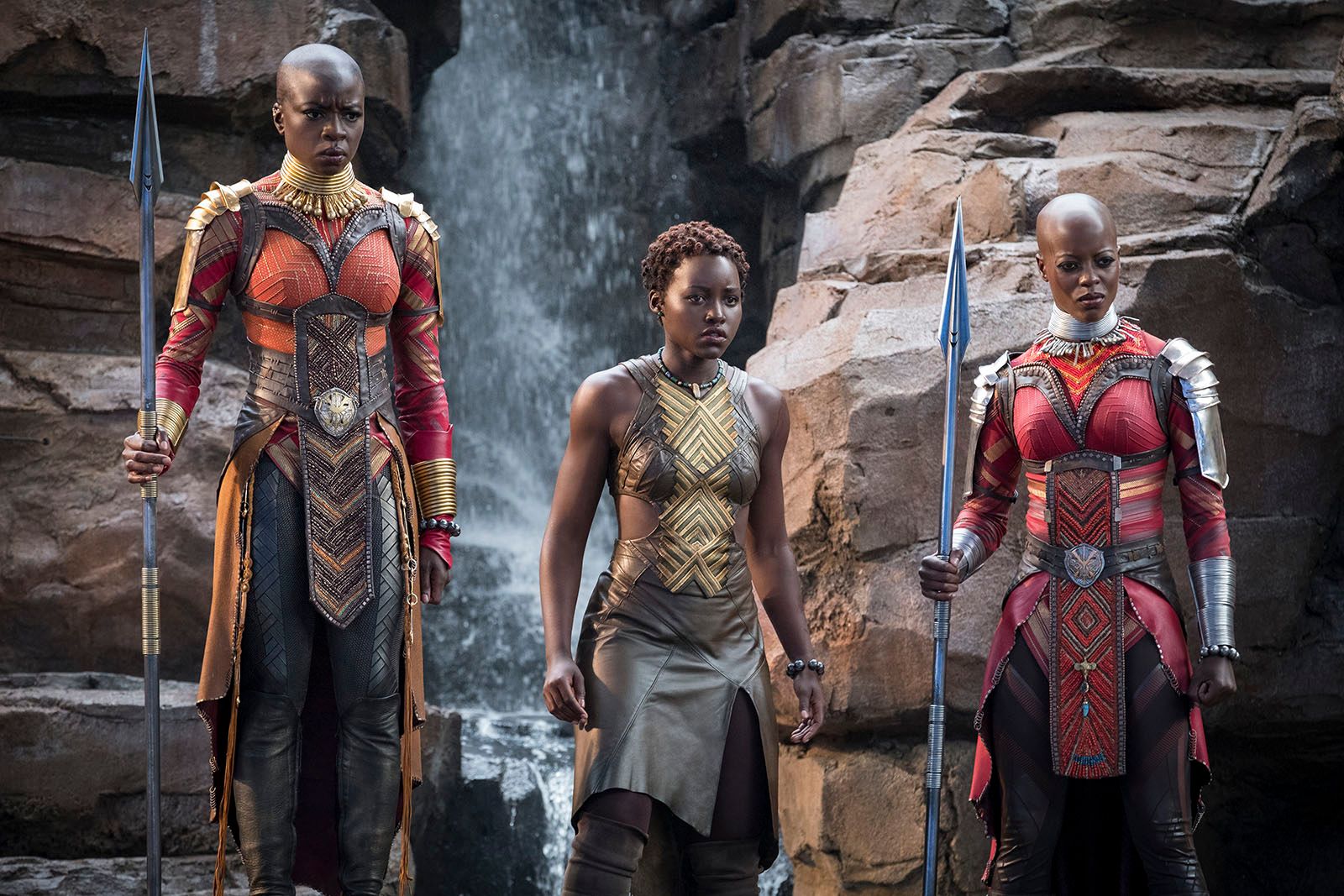 Black Panther (still), 2017, with Florence Kasumba, Danai Gurira, and Lupita Nyong’o © 2017 – Disney/Marvel Studios.