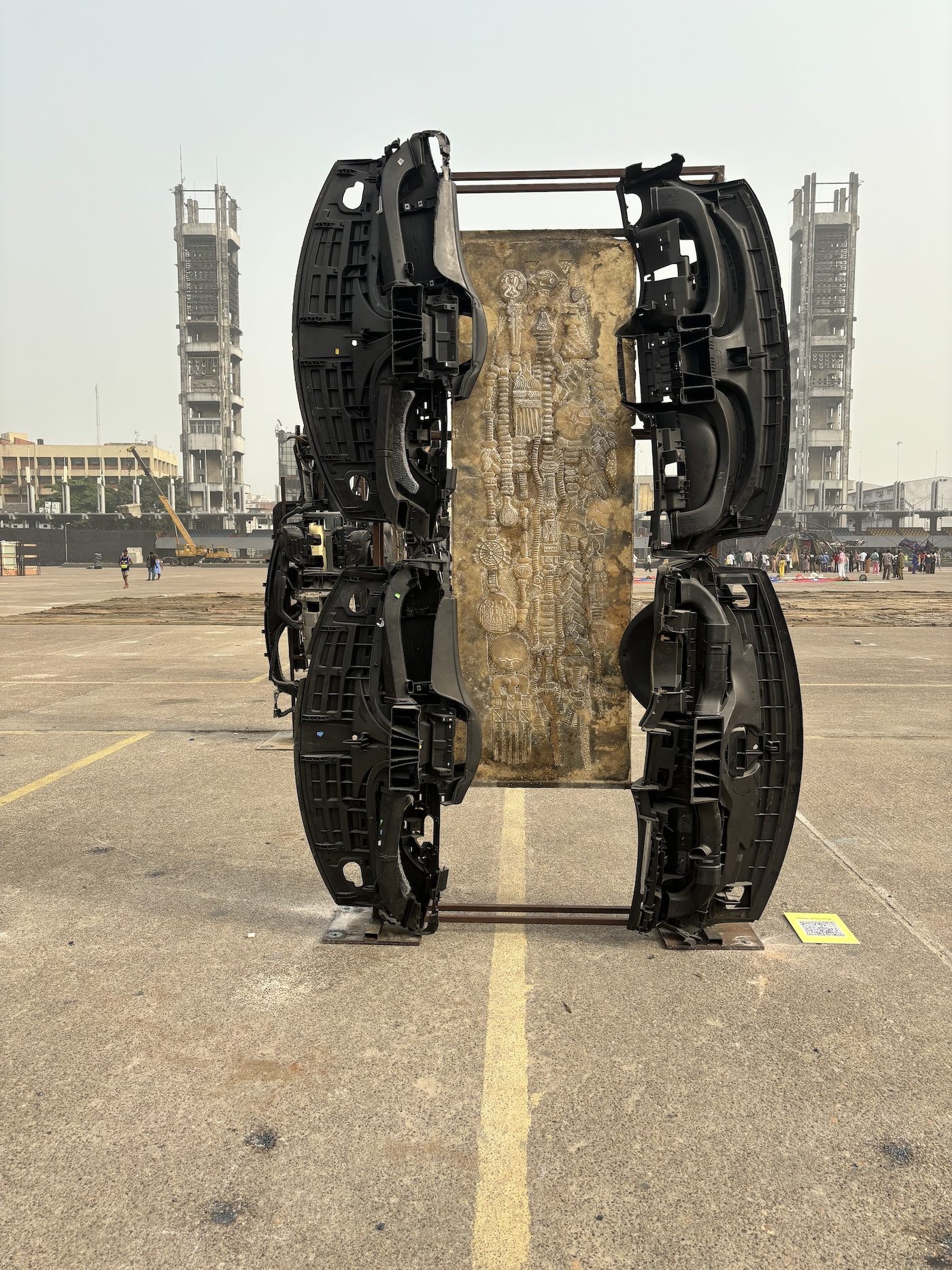 Bruce Onobrakpeya, Installation view of Lagos Biennale 2024 at Tafawa Balewa Square. Photo: Sinazo Chiya
