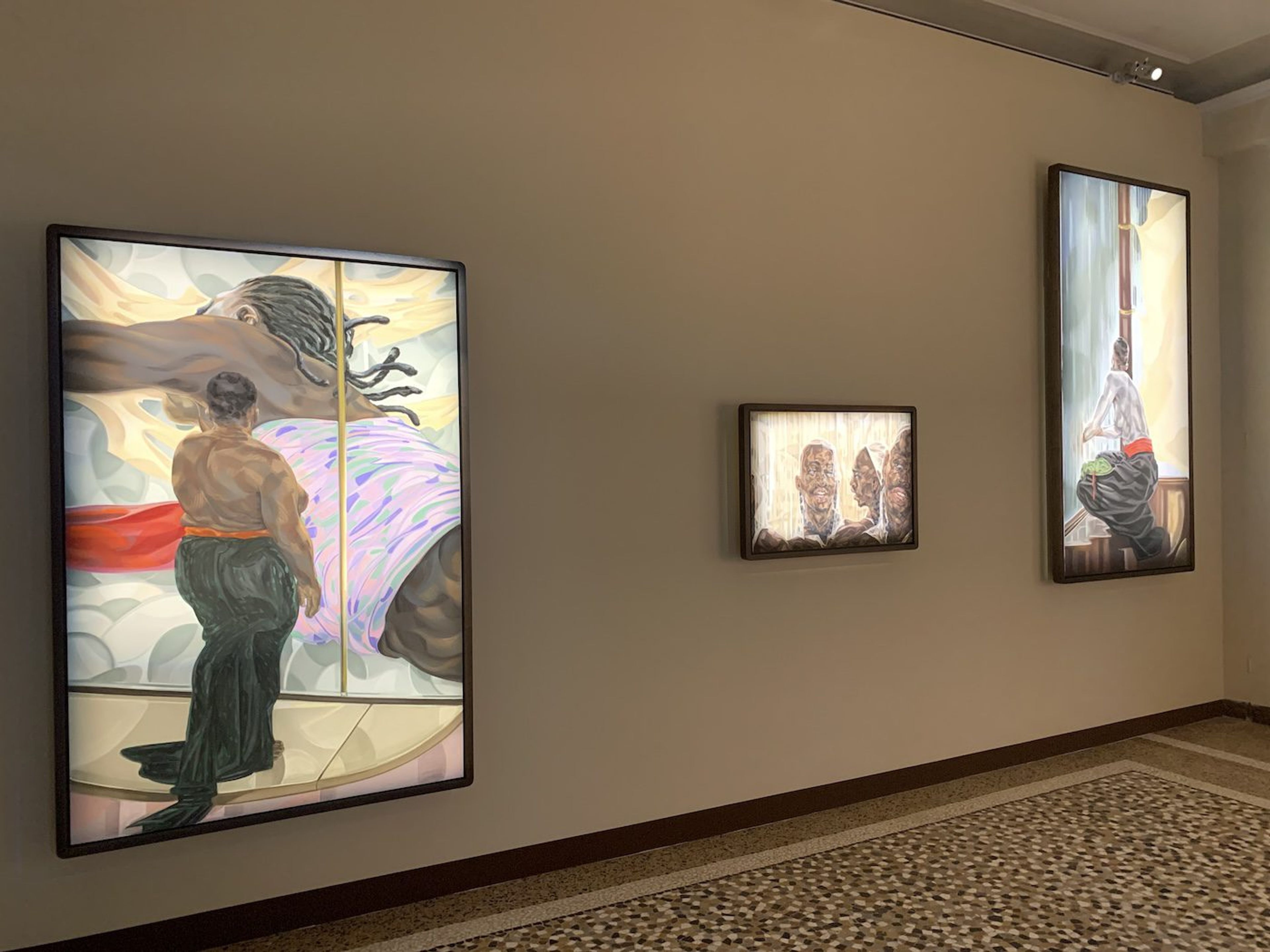 Toyin Ojih Odutola. Installation View of National Pavilion of Nigeria, 60th Venice Biennale. Photo: C&amp;