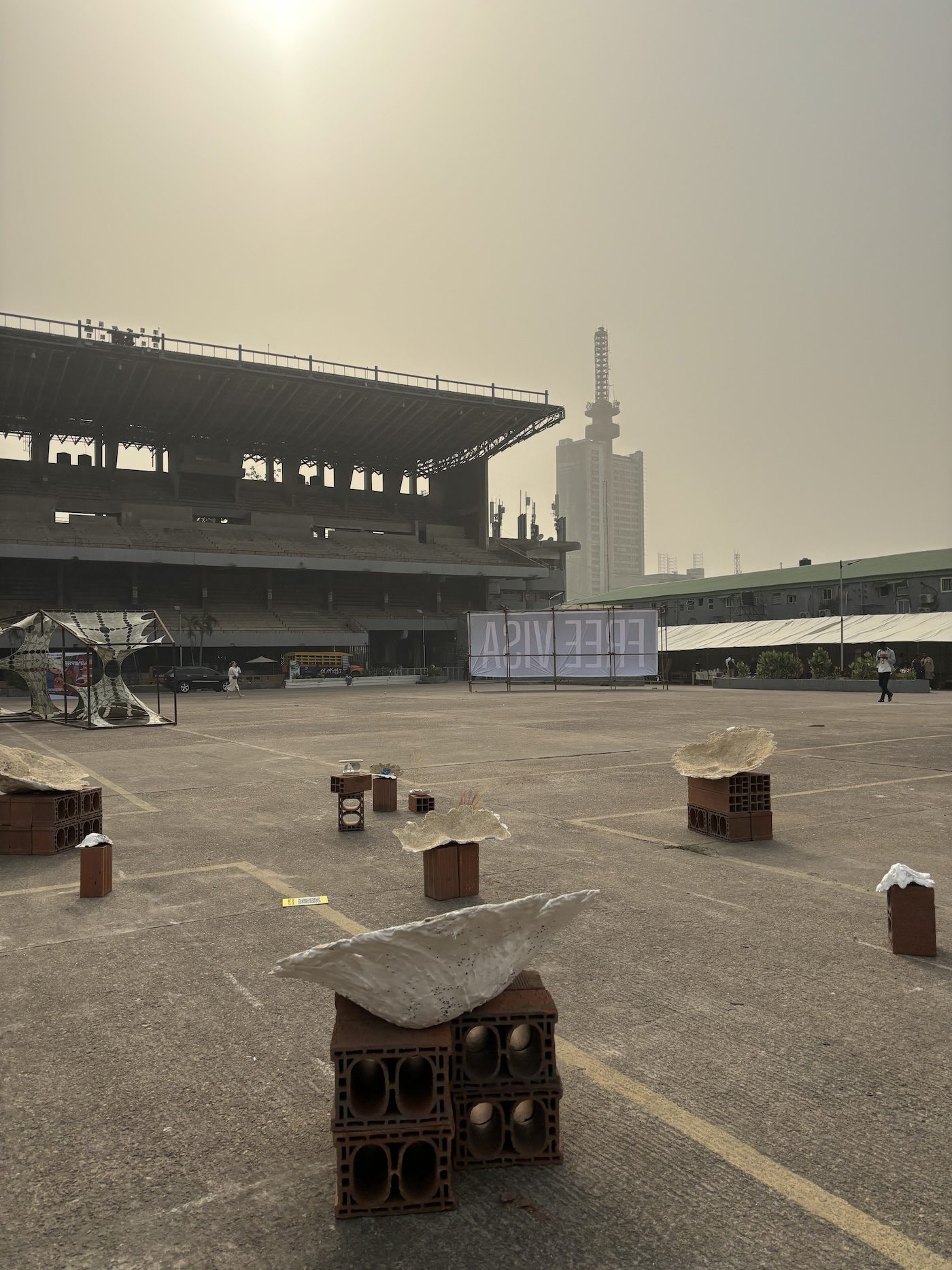 Ste’phanie Brossard, Boukan 2024. Installation view of Lagos Biennale 2024 at Tafawa Balewa Square. Photo: Sinazo Chiya