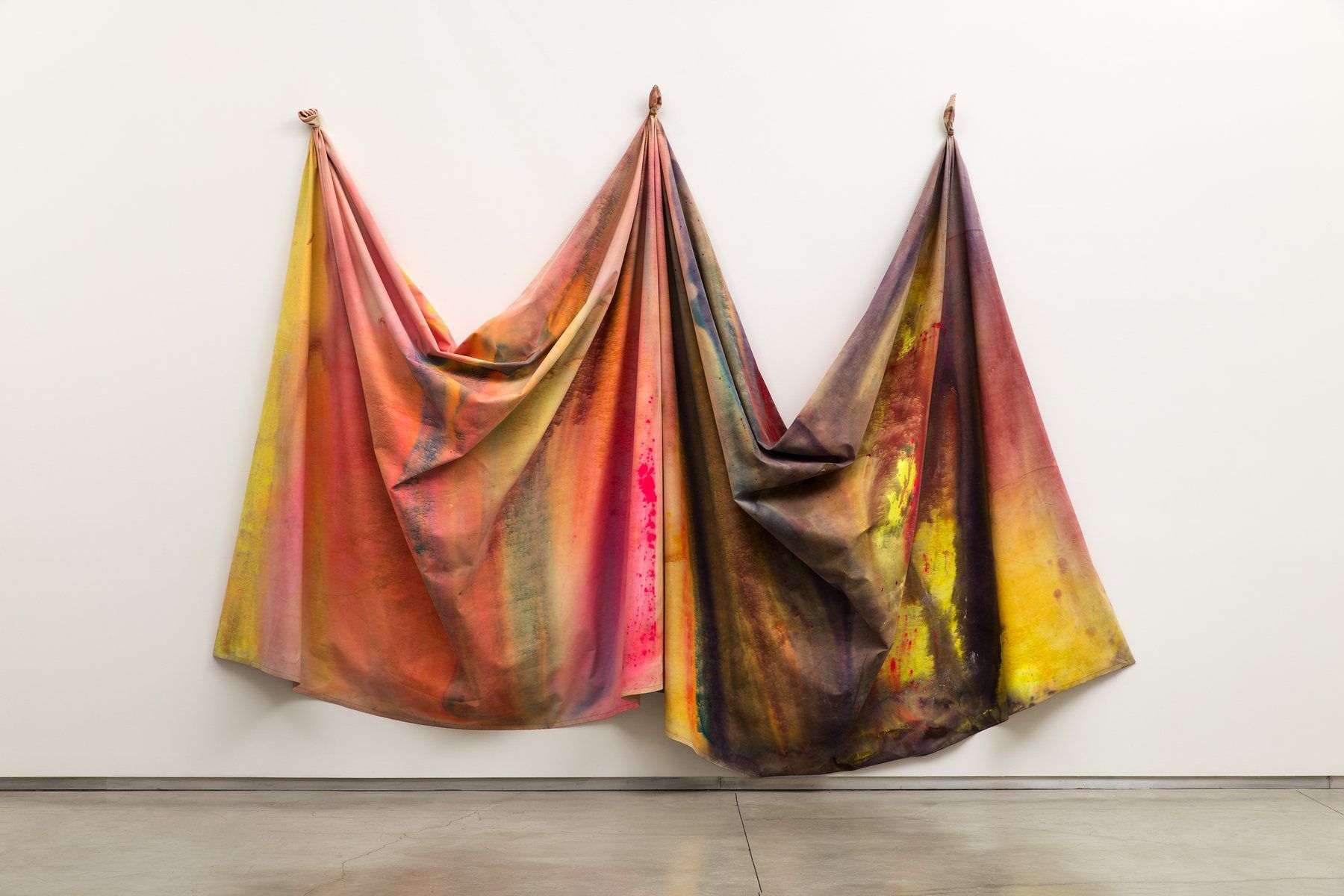 Sam Gilliam, 10/27/69, 1969, acrylic on canvas, installation dimensions variable, approximate installation dimensions: 140 x 185 x 16 inches, (355.6 x 469.9 x 40.6 cm), Collection of The Museum of Modern Art, New York, NY, Courtesy of David Kordansky Gallery, Los Angeles, photography by Fredrik Nilsen Studio.
