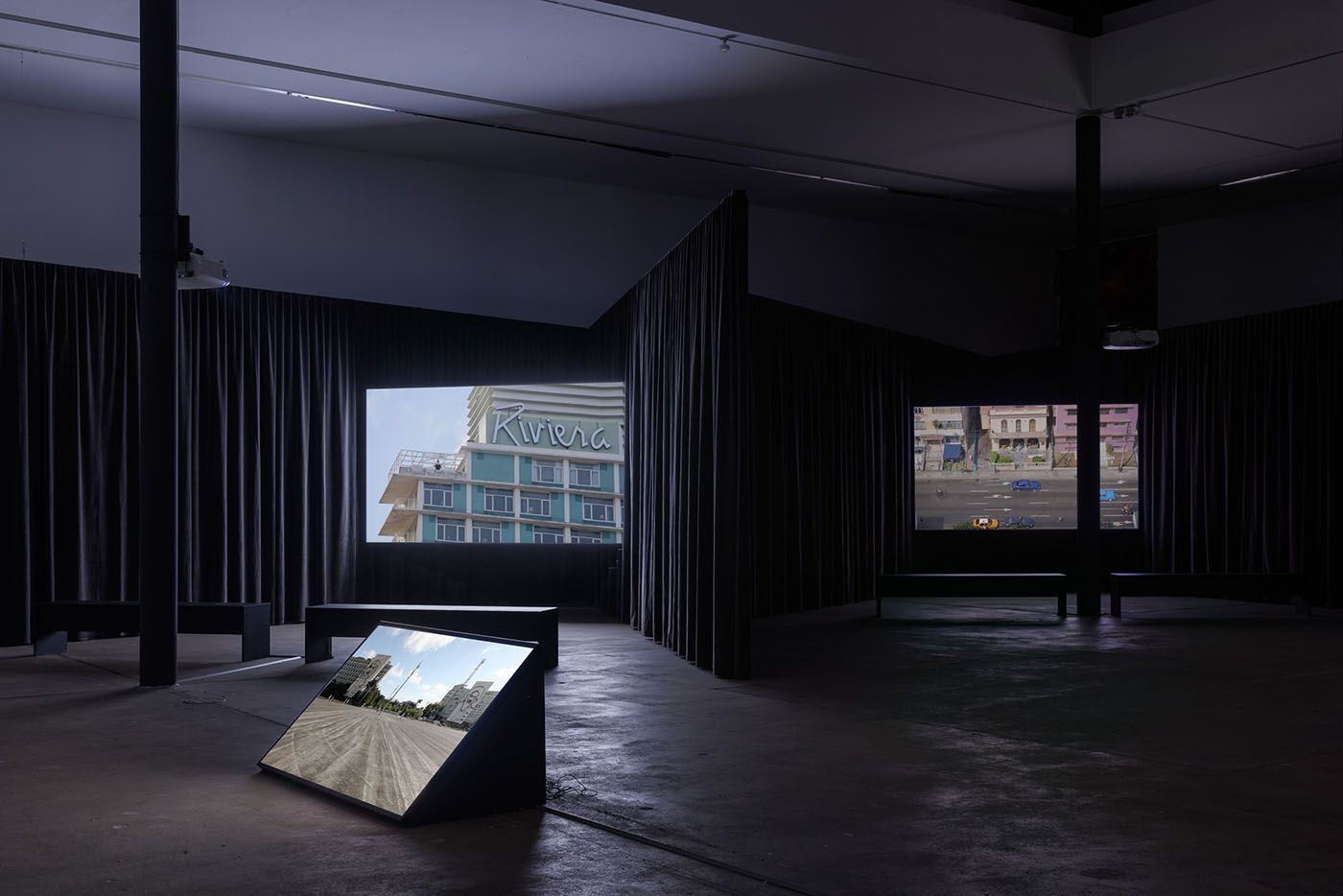 Installation view of the exhibition “Coco Fusco – Tomorrow, I Will Become an Island” at KW Institute for Contemporary Art, Berlin 2023. Photo: Frank Sperling. Courtesy the artist.