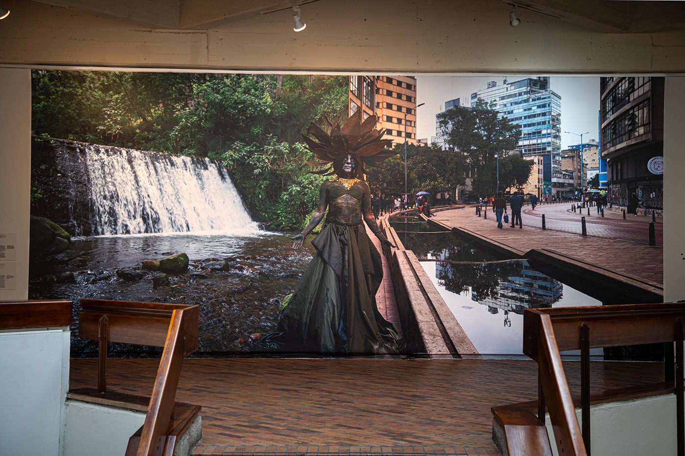 Installation view of Memórias de Alagamento by Uýra, at the Museum of Modern Art in Bogotá. Photo: Juan Yaruro. Courtesy of MAMBO.