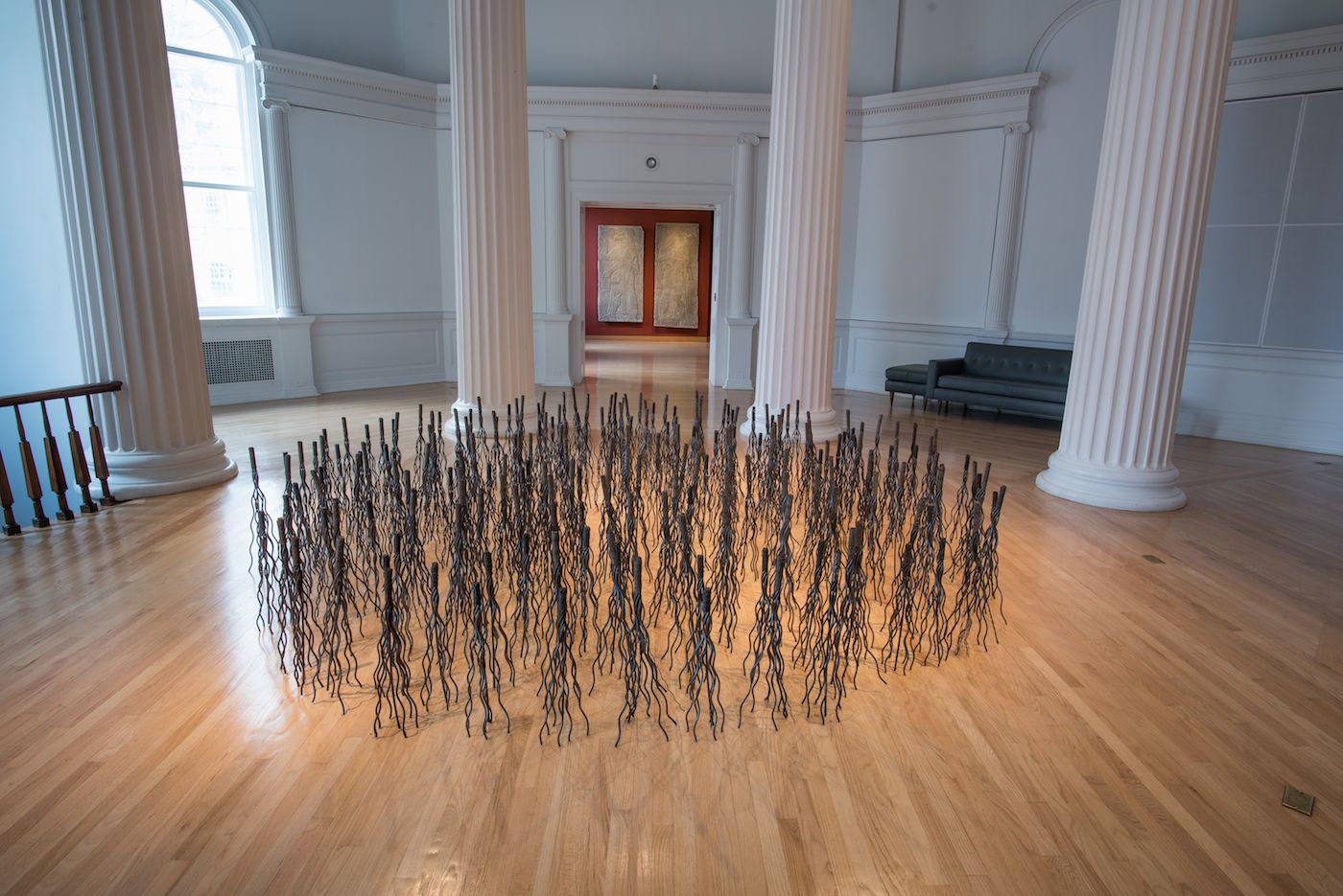 Maren Hassinger, Installation View Walking, 2018. Williams College Museum of Art, Williams College, Williamstown, MA. Courtesy of Susan Inglett Gallery, NYC and Tiwani Contemporary, London