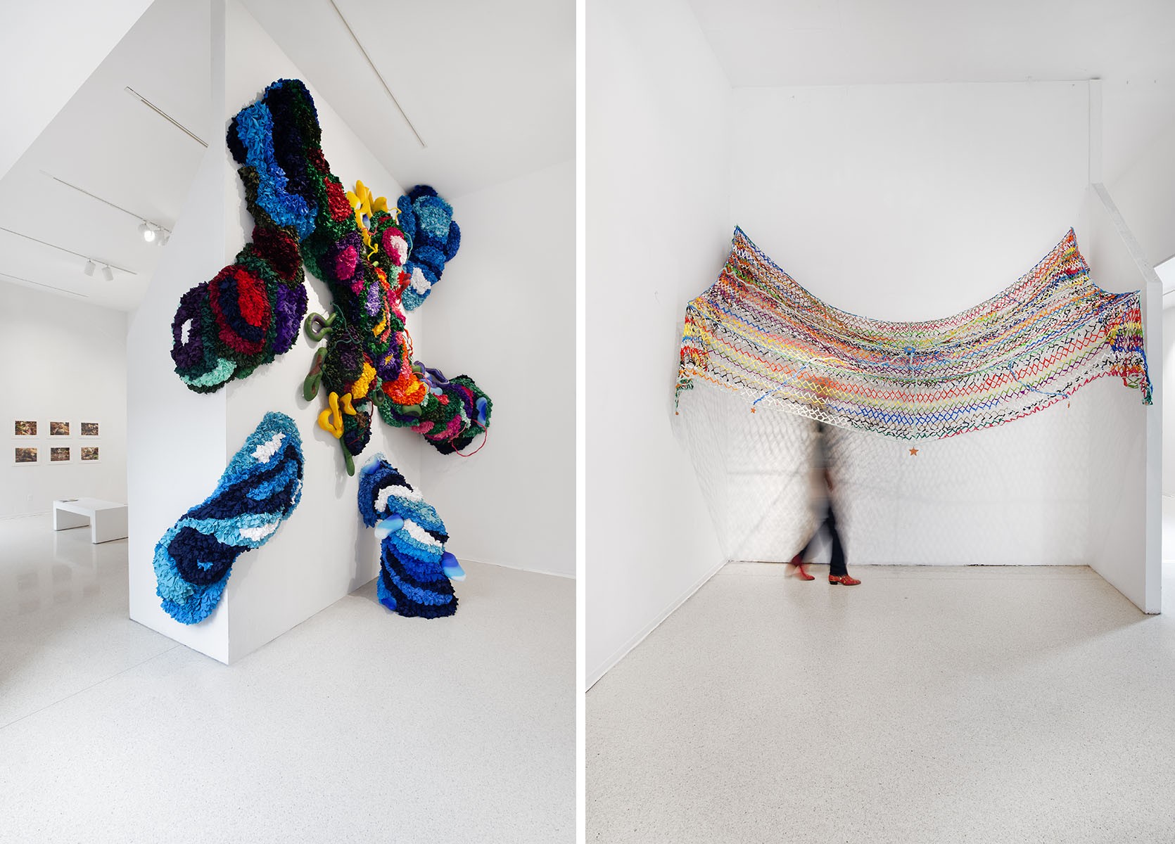 Works by Soraya Abu Naba (left) and América Olivo (right), Raíces y renacimiento: Mujeres Dominicanas en el Arte (Roots and Rebirth: Dominican Women in Art), at Hostos Center for the Arts and Culture (USA). Photo: courtesy of @404artcollection