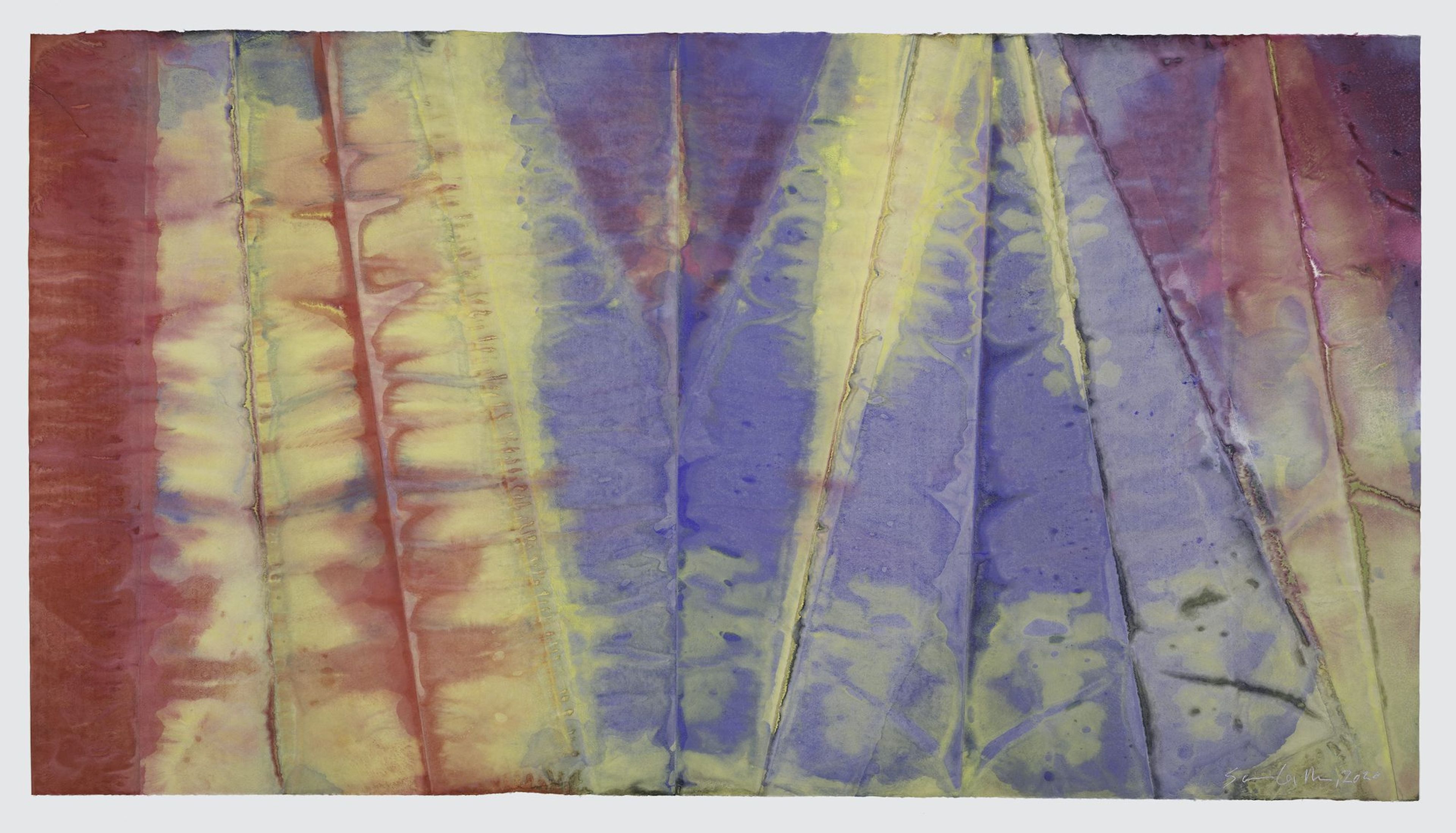 Sam Gilliam, Untitled, 2020 watercolor on washi 39-1/2" × 71-1/2" (100.3 cm × 181.6 cm), paper © 2021 Sam Gilliam / Artists Rights Society (ARS), New York