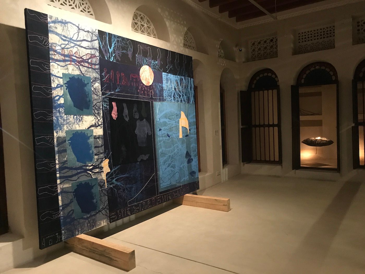 Zohra Opoku, Chapter IV, 2022. Installation view at Sharjah Biennial 15. Photo: C&.