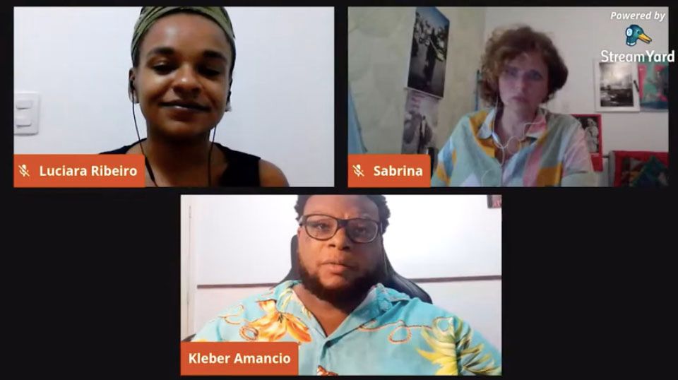 Meeting of the International Cycle of Webinars: African Arts - Stories, Perspectives and Flows: Biennial 1 - African representations at the São Paulo Biennial; Diaspora at the Dakar Biennial - with Luciara Ribeiro, Sabrina Moura and mediation by Kleber Amâncio). Image: Disclosure.
