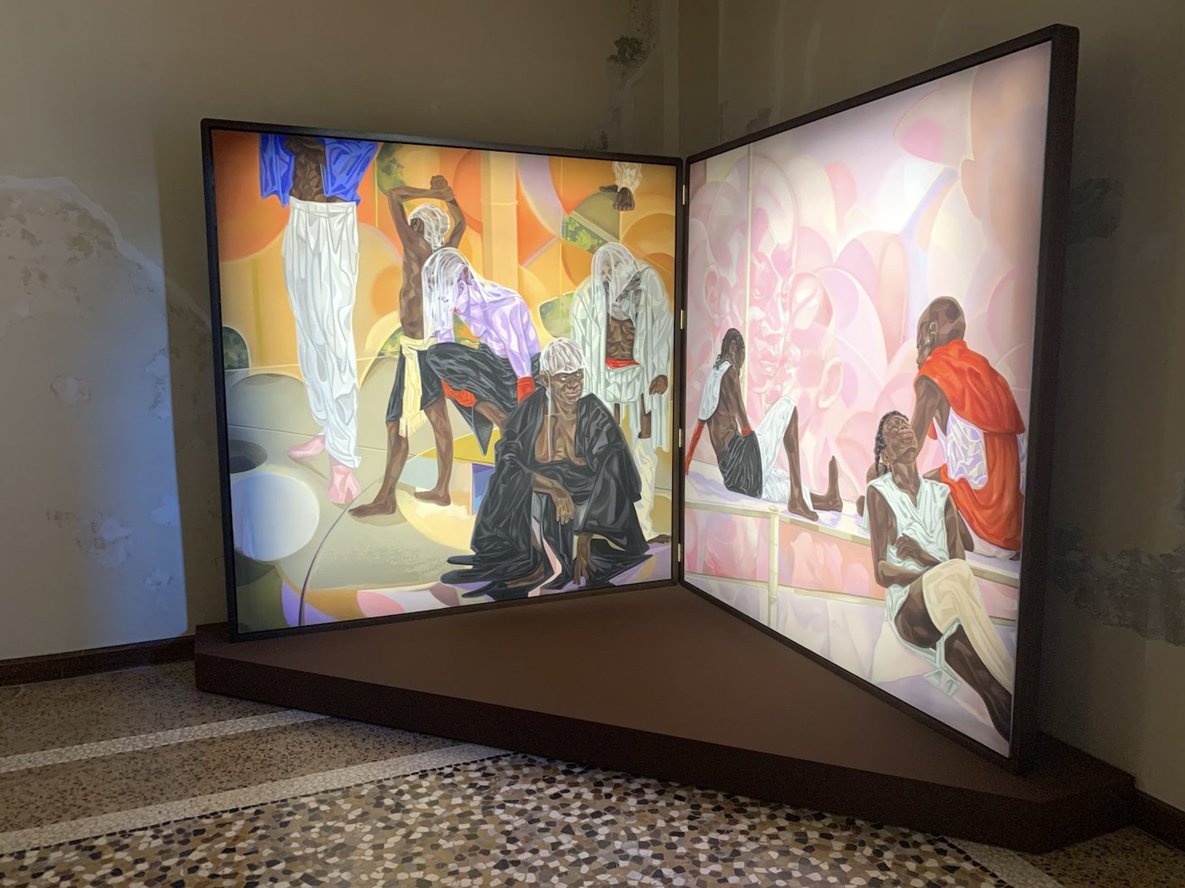 Toyin Ojih Odutola. Installation View of National Pavilion of Nigeria, 60th Venice Biennale. Photo: C&amp;