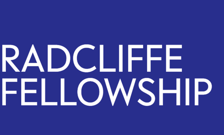 Text: RADCLIFFE FELLOWSHIP in white on a blue background.