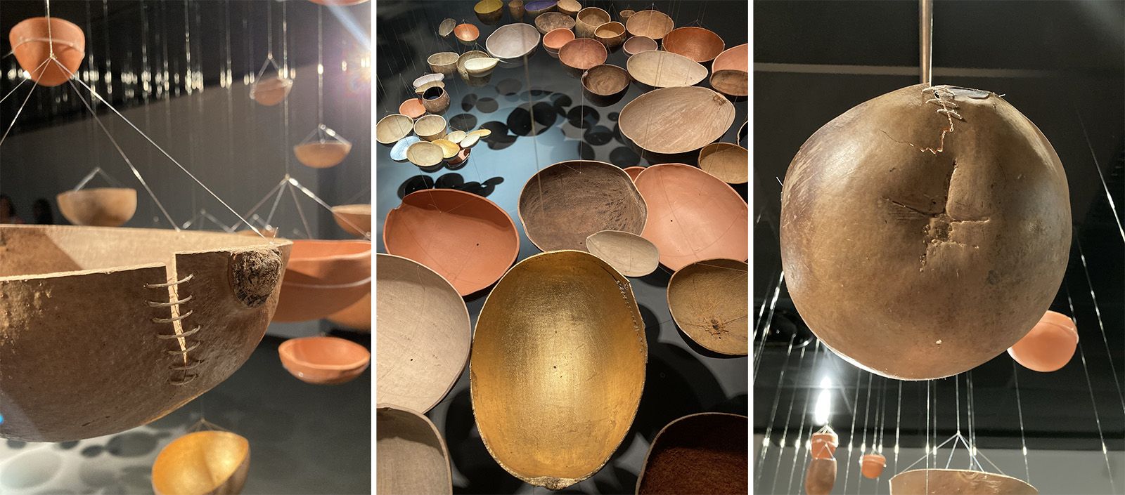 Guy Gabon, Nous avons perdu le Nord,retrouvons les Sud (We lost the North, Follow the South[s]), installation, ceramic, calabashes, Musarth 2023. Photo: Marny Garcia Mommertz.