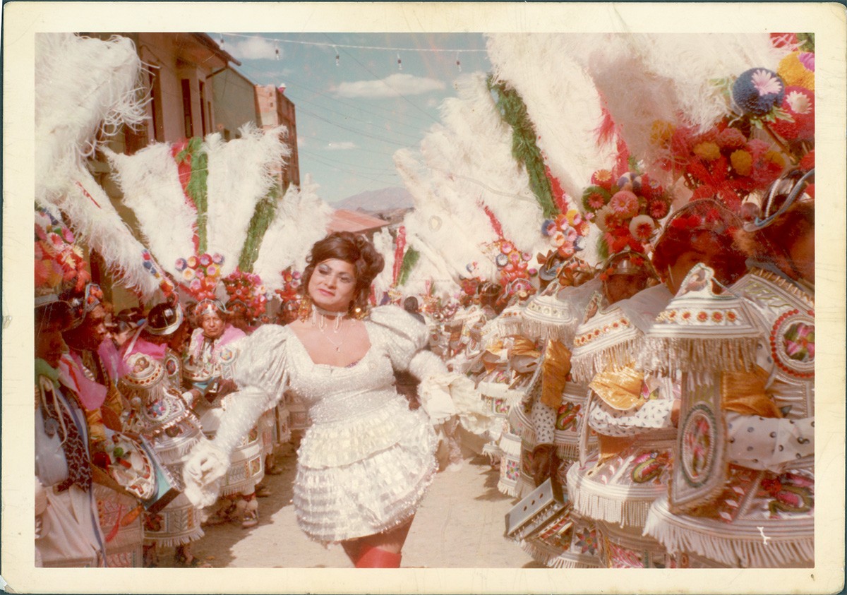 Juana Carrasco at the festival the Festival of Señor Jesús del Gran Poder, La Paz, Bolivia, c. 1973. Courtesy David Aruquipa.