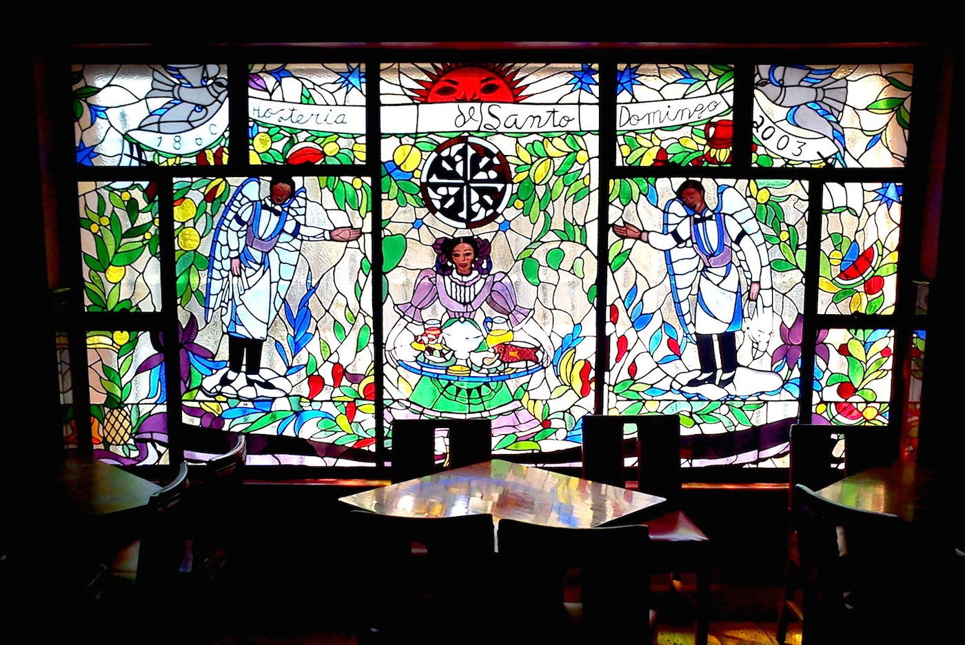 José Antonio Gómez Rosas, stained glass window of the Hostería de Santo Domingo, year of creation unknown.