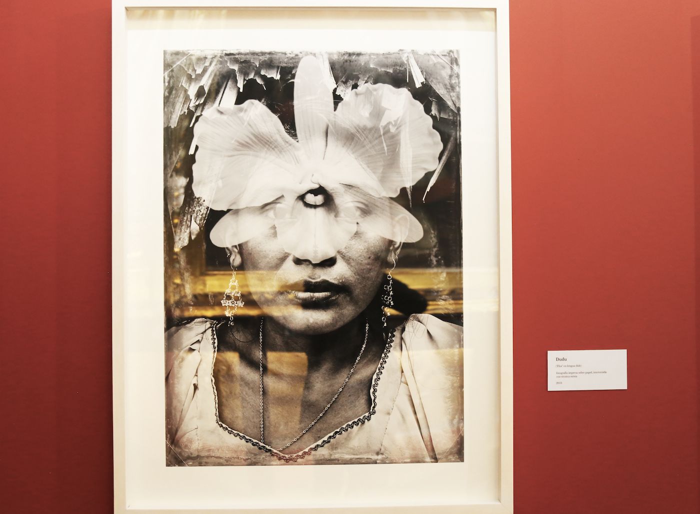 Dudu ("Flower” in Dule language). Printed photograph on paper, mixed techniques, 2018. Photo: Ana Luisa González.