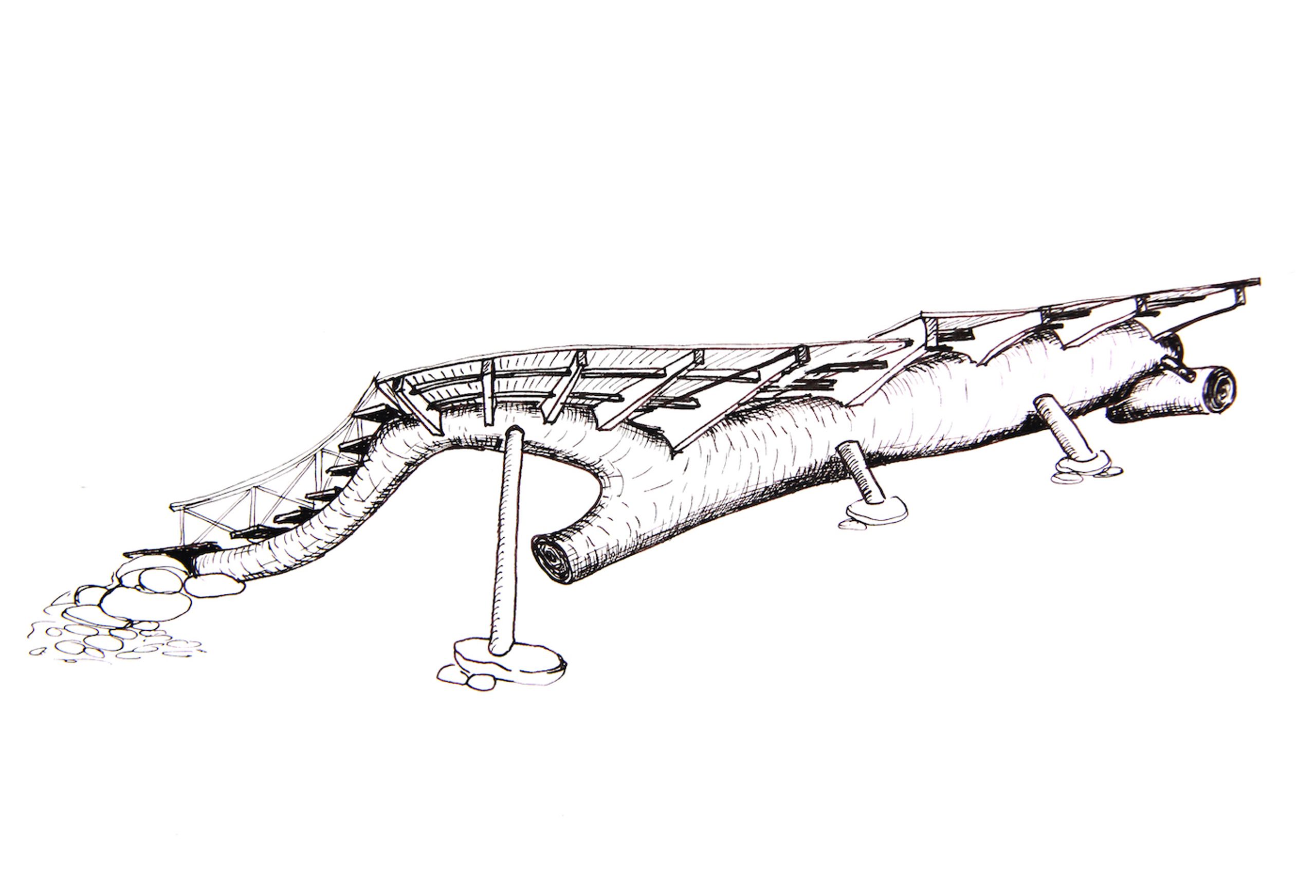 Base Chocó, drawing by Joep van Lieshout, 2011. Courtesy of Más Arte Más Acción.
