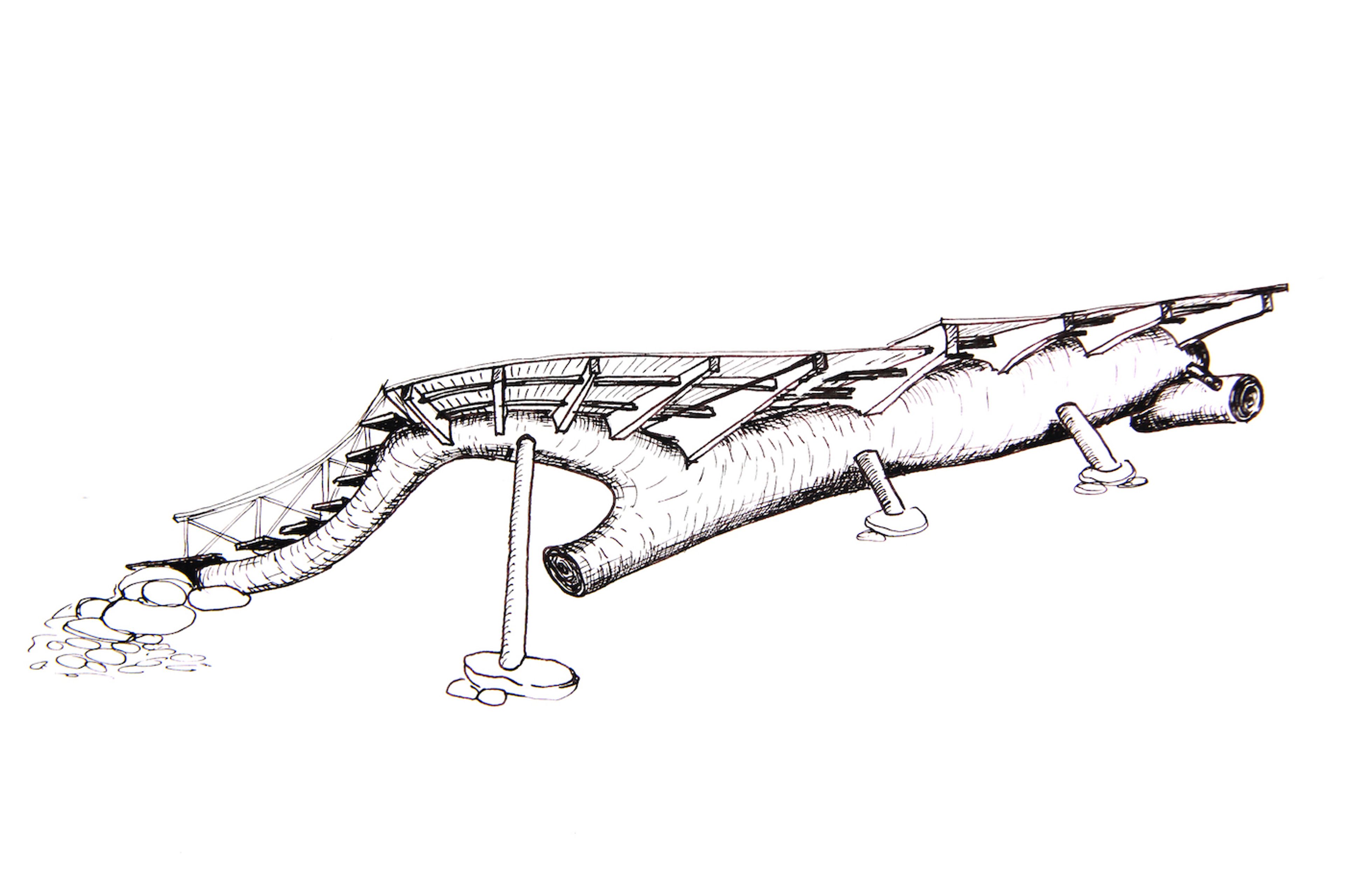 Base Chocó, drawing by Joep van Lieshout, 2011. Courtesy of Más Arte Más Acción.