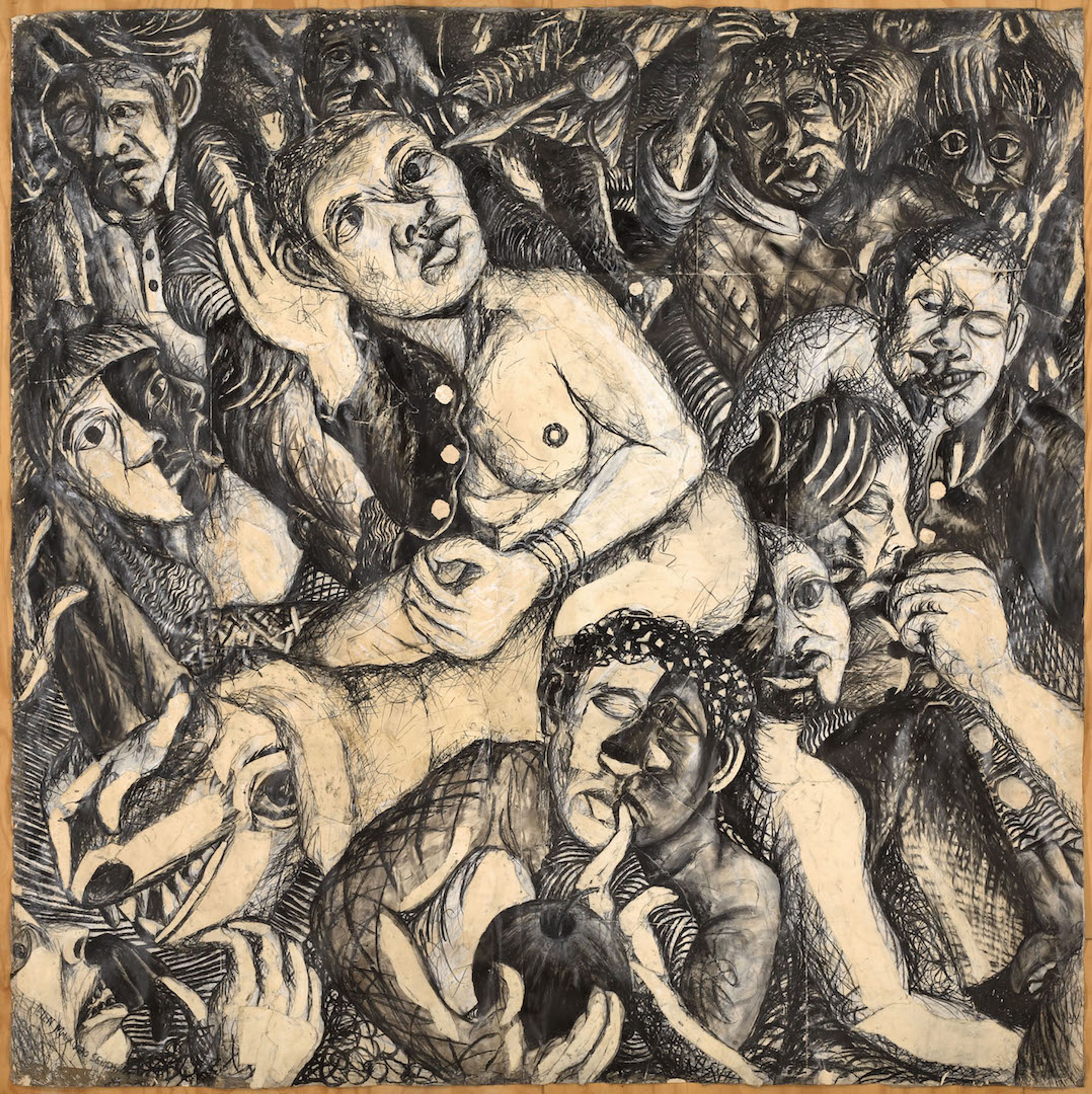 Helen Sebidi, Tears of Africa, 1987-1988. Mixed media, charcoal, pastel on paper. Photo: Helen Sebidi. Collection: the artist. Courtesy of the artist