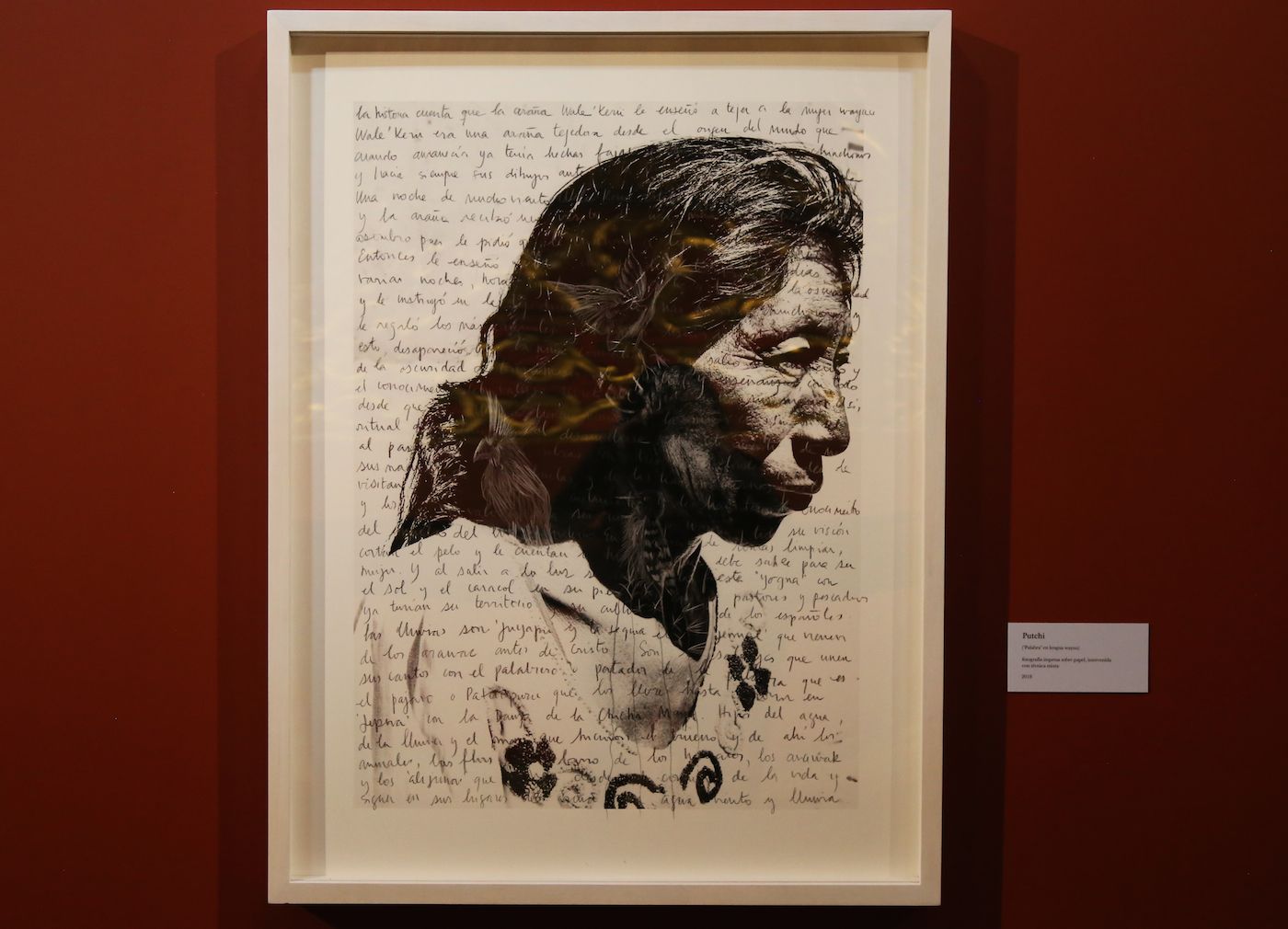 Putchi ("Word” en Wayuu language). Printed photograph on paper, mixed techniques, 2018. Photo: Ana Luisa González.