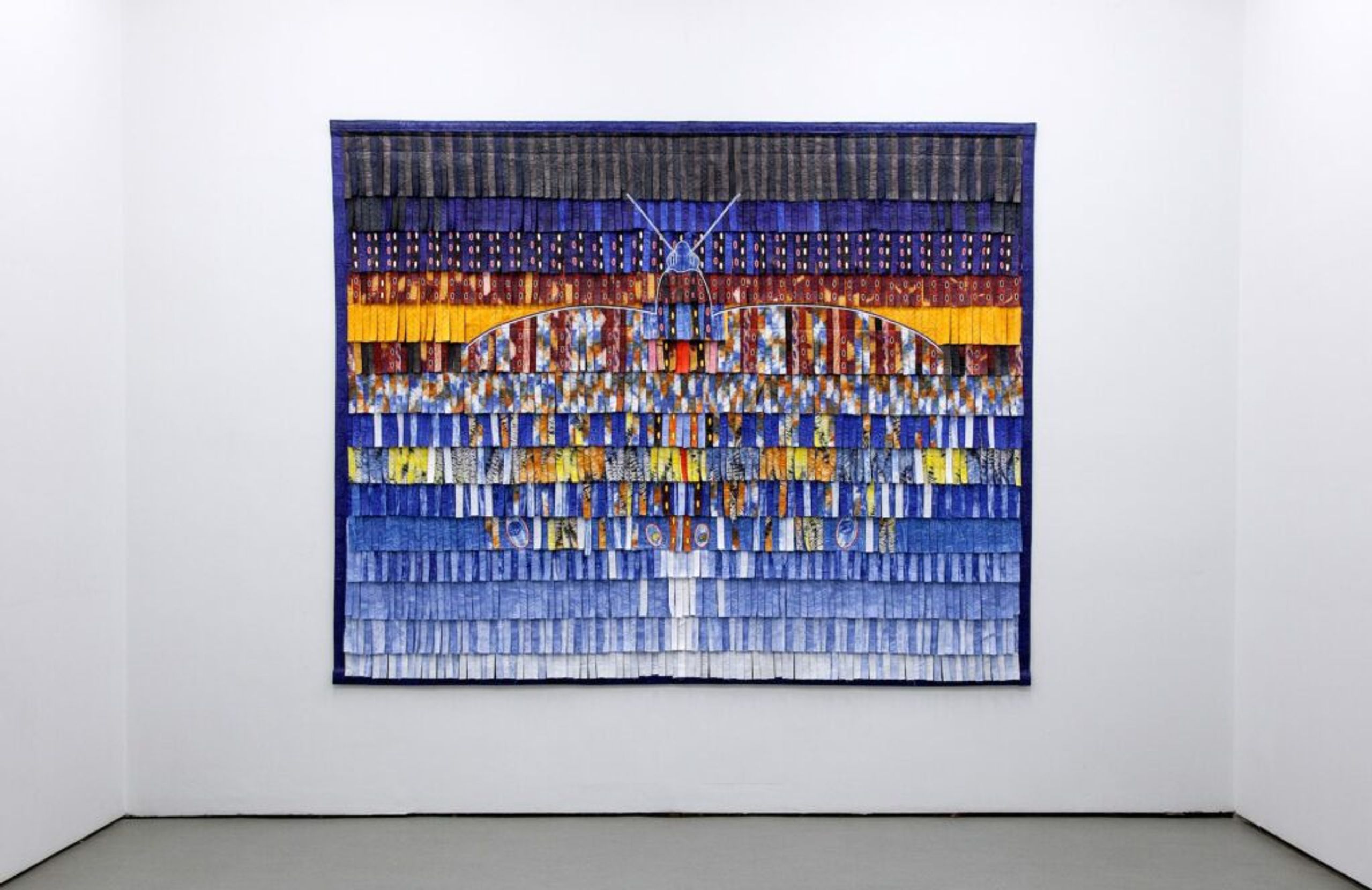 Abdoulaye Konate, Le Papillon Bleu (2016), Installation shot from EVA International – Ireland’s Biennial, 2016, Photo Miriam O’Connor, Courtesy the artist, Blain|Southern and EVA International - Ireland’s Biennial, Still (the) Barbarians, Limerick City, Ireland, 16 April – 17 July 2016, www.eva.ie
