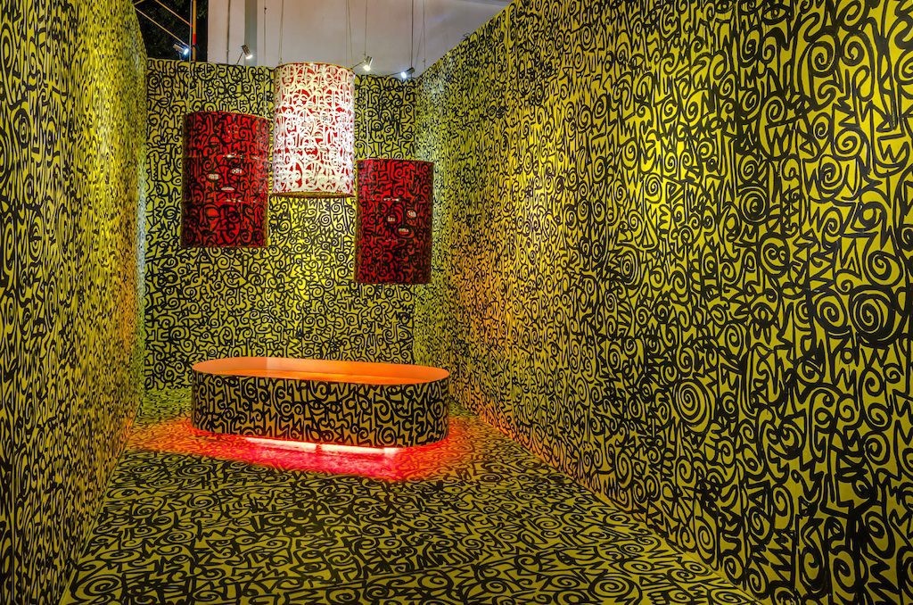 Victor Ehikhamenor, 'The Wealth of Nations', Installation, Drawing, Drum, Water. Photo Credits Kelas Pagi Yogyakarta and Jogja Biennale Jogja XIII Kopie