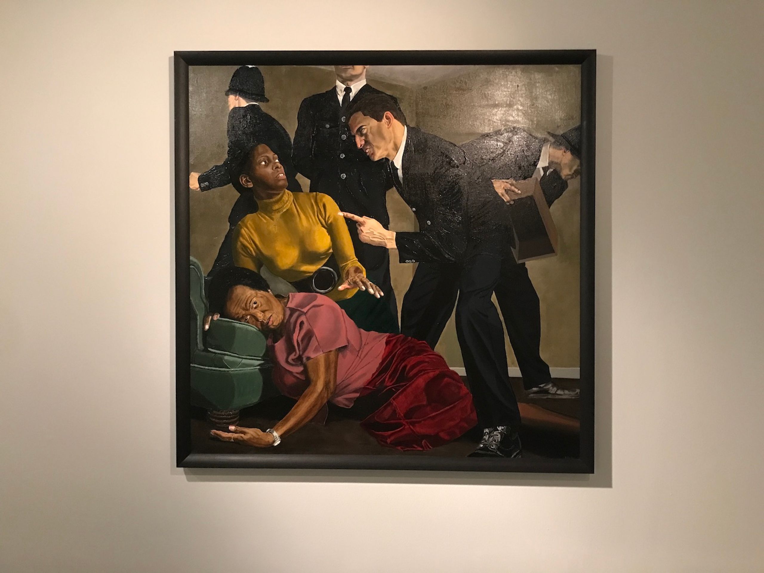 Kimathi Donkor, Madonna Metropolitan: The death of Cynthia Jarrett, 2005. Installation view at Sharjah Biennial 15. Photo: C&.