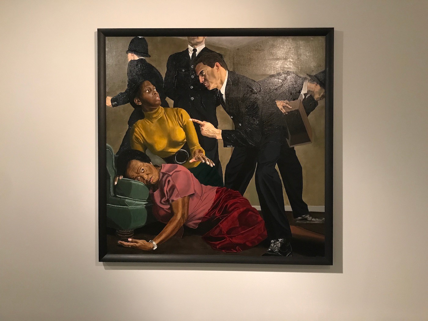 Kimathi Donkor, Madonna Metropolitan: The death of Cynthia Jarrett, 2005. Installation view at Sharjah Biennial 15. Photo: C&.