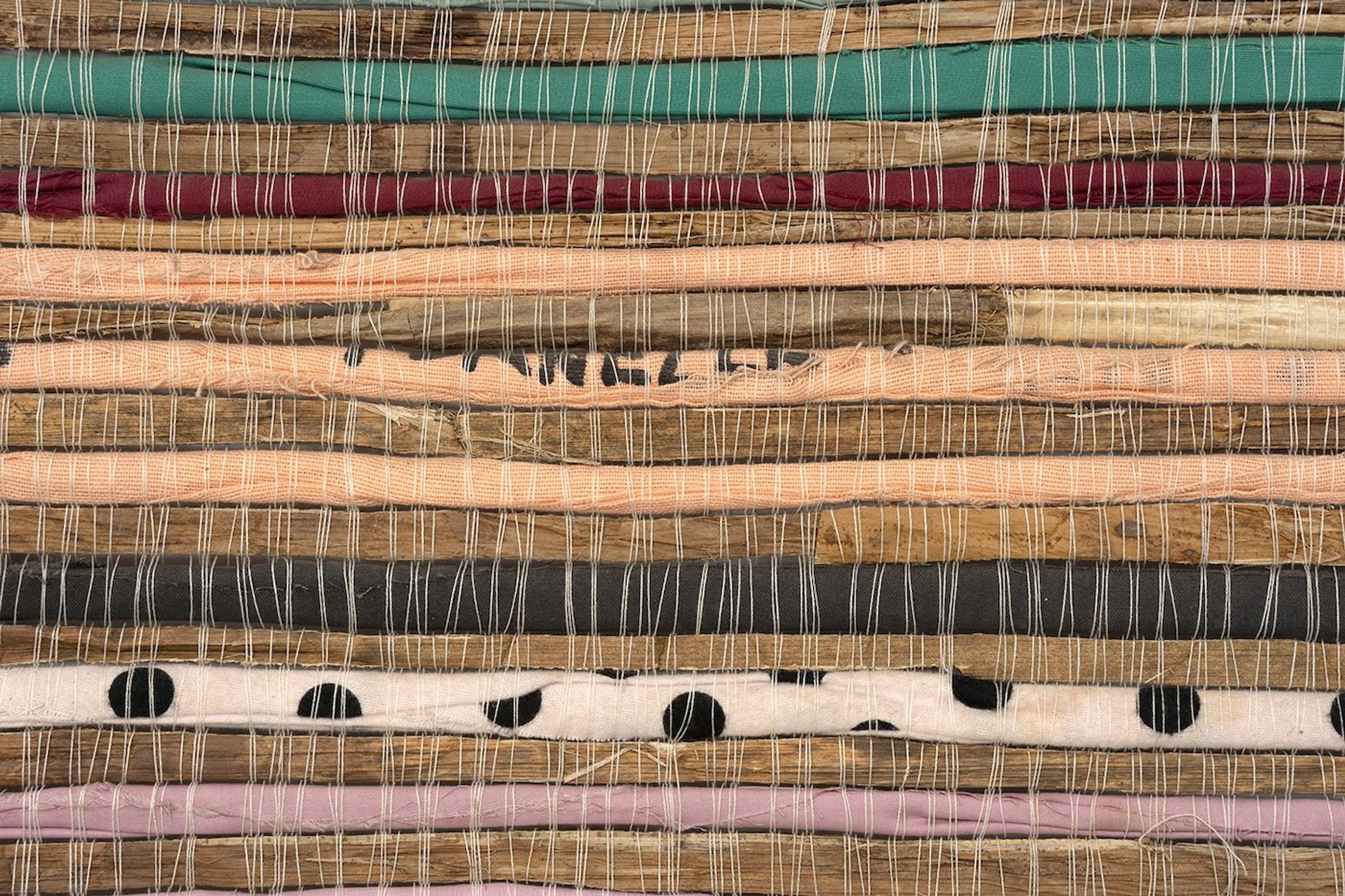 Madame Zo, Bientôt je vous tisse tous [Soon I’ll weave you all], Detail from Installation View at Fondation H. Courtesy of Fondation H.