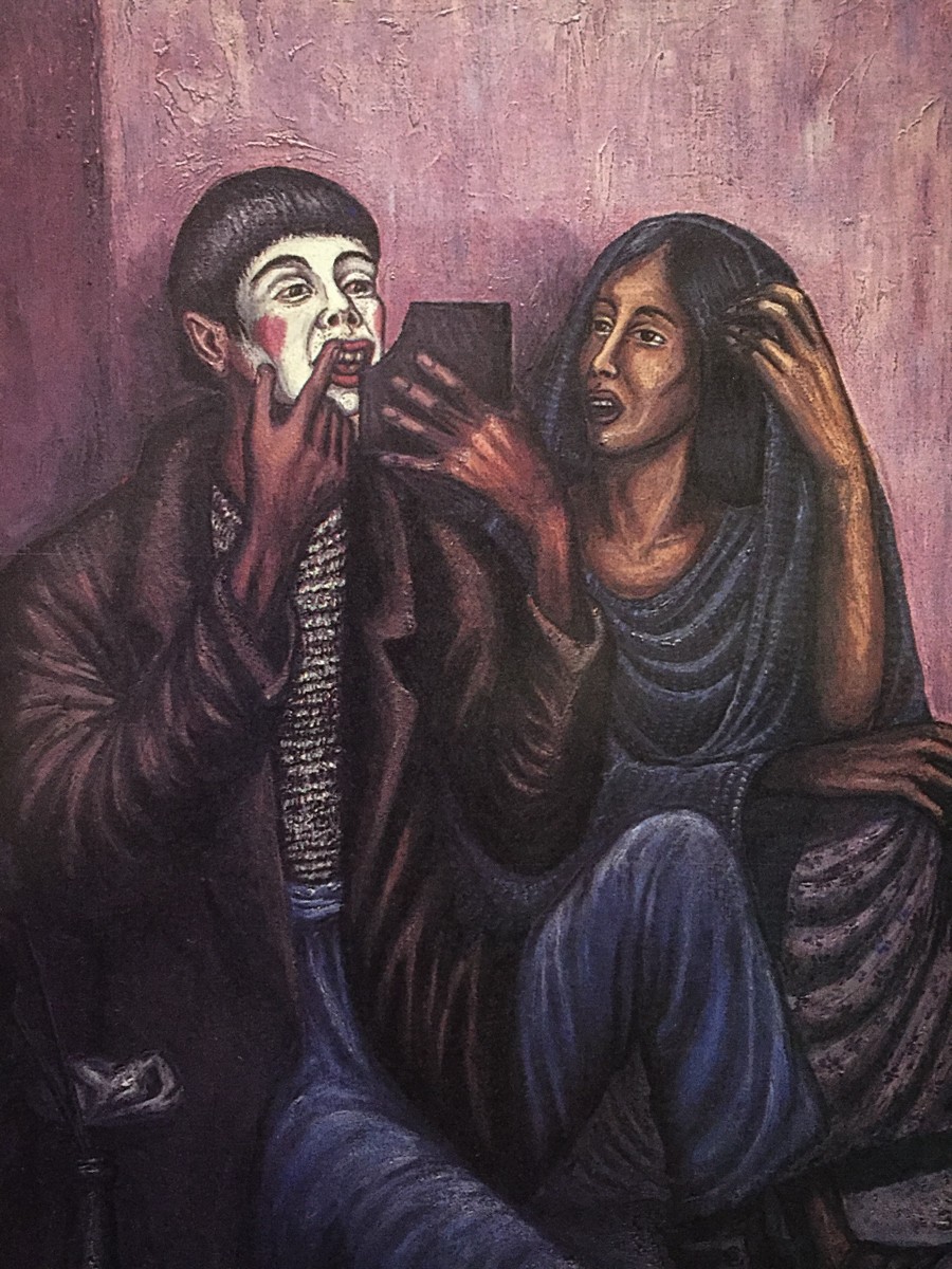 José Antonio Gómez Rosas, Mime With Partner, 1951. Oil on canvas. In: La mano incontenible (eds. Tomás Zurian & Rafael C. Arvea), Instituto Nacional de Bellas Artes, Mexico, 2002.