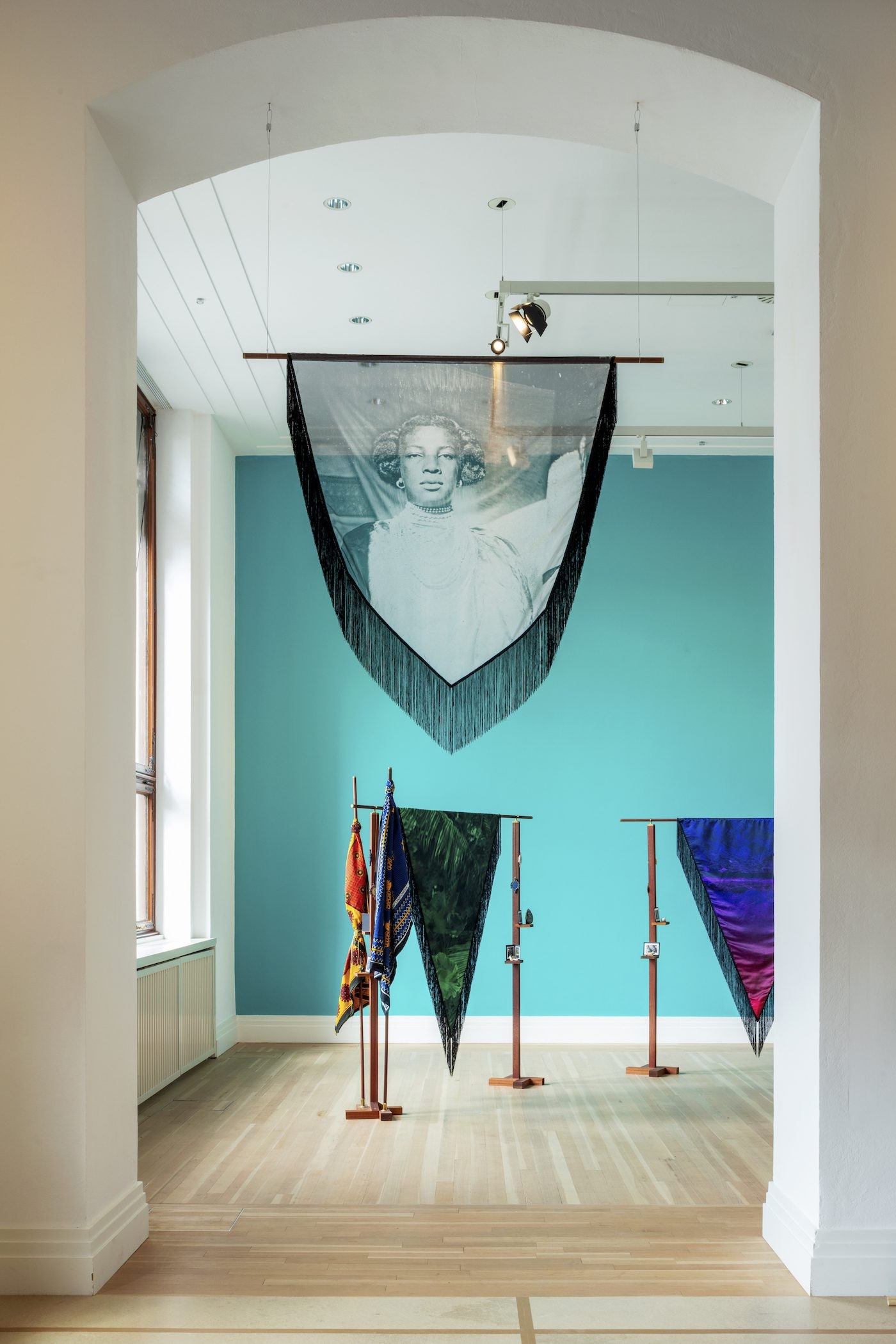 Indigo Waves and Other Stories: Re-Navigating the Afrasian Sea and Notions of Diaspora, Shiraz Bayjoo, Installation view, Gropius Bau (2023).