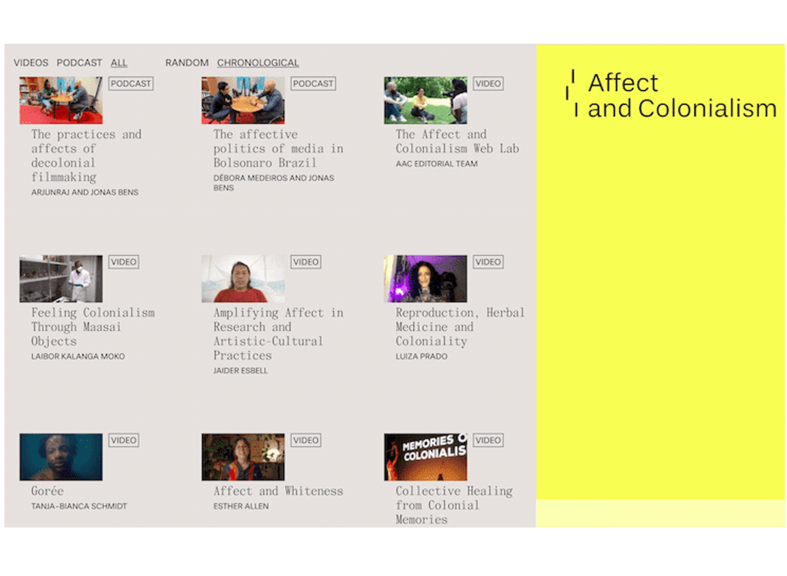 The Affect and Colonialism Web Lab: Call for Digital Fellows
