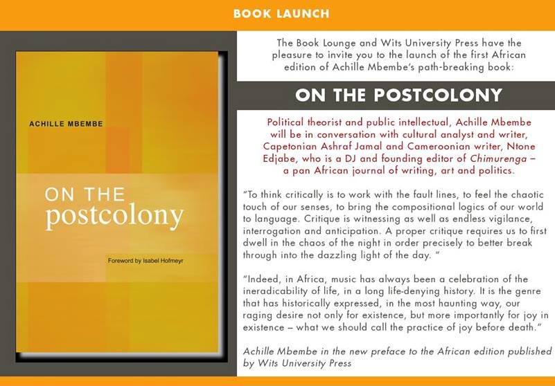 Talk & Launch of 'On the Postcolony' by Achille Mbembe