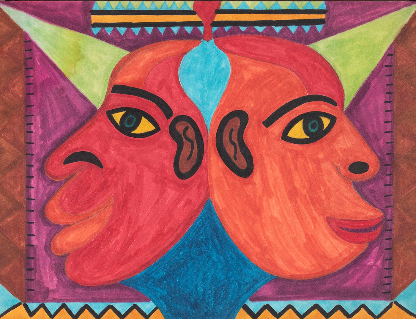 Abdias Nascimento, Two Afros, 1971, acrylic on cardboard. Collection Instituto Inhotim.