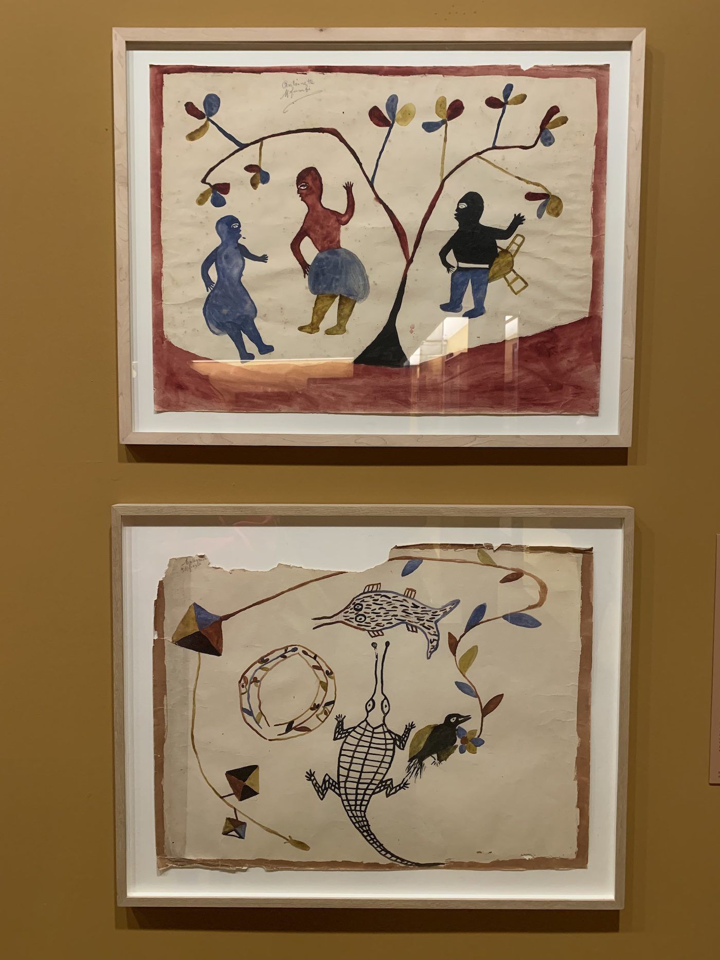 Antoinette Lubaki, both Untitled, ca. 1929. Installation View at “The Milk of Dreams”. Photo: C&amp;