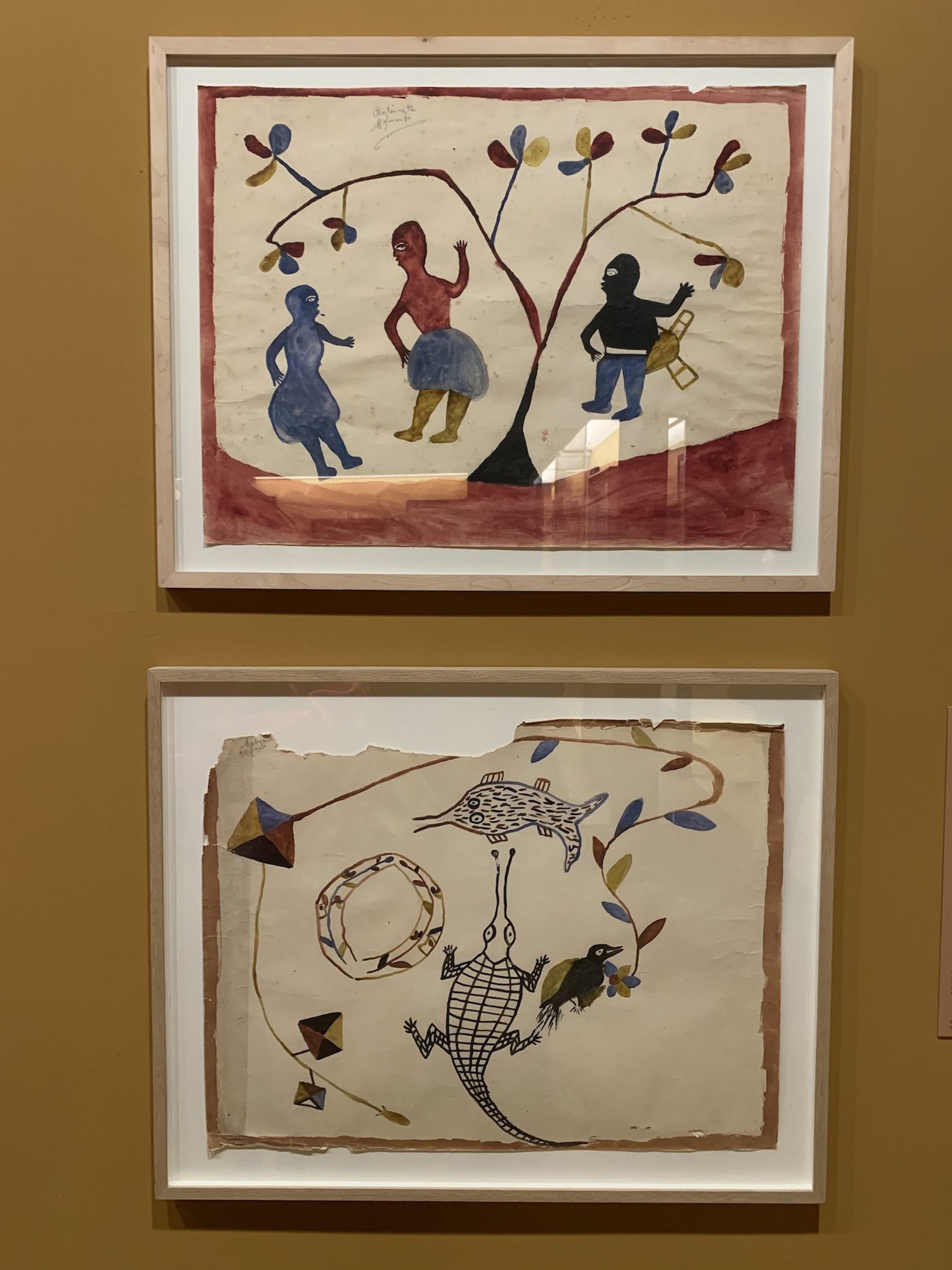 Antoinette Lubaki, both Untitled, ca. 1929. Installation View at “The Milk of Dreams”. Photo: C&amp;