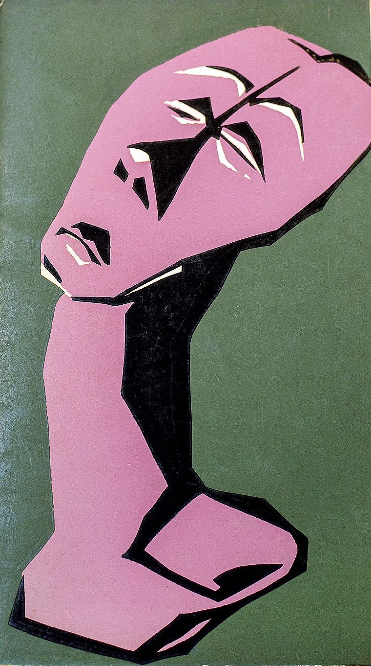 Cover of Black Orpheus magazine featuring a stylized pink and black angular head on a dark green background.