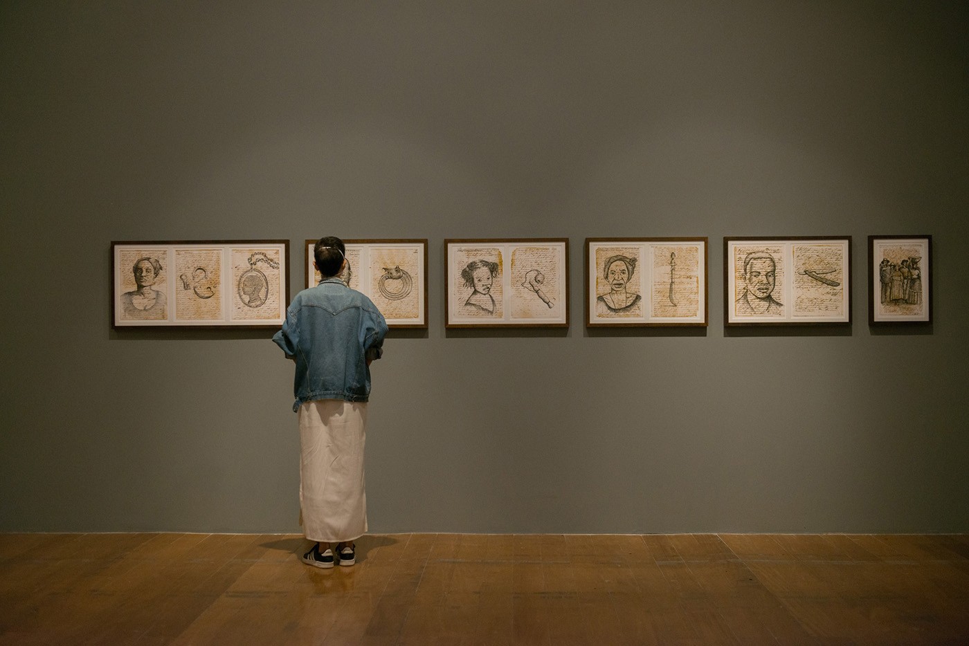 Ayrson Heráclito, “Letters of Liberty” Series, 2021, pen and ink on copies of a letter of manumission. Photo: Levi Fanan/Pinacoteca de São Paulo.