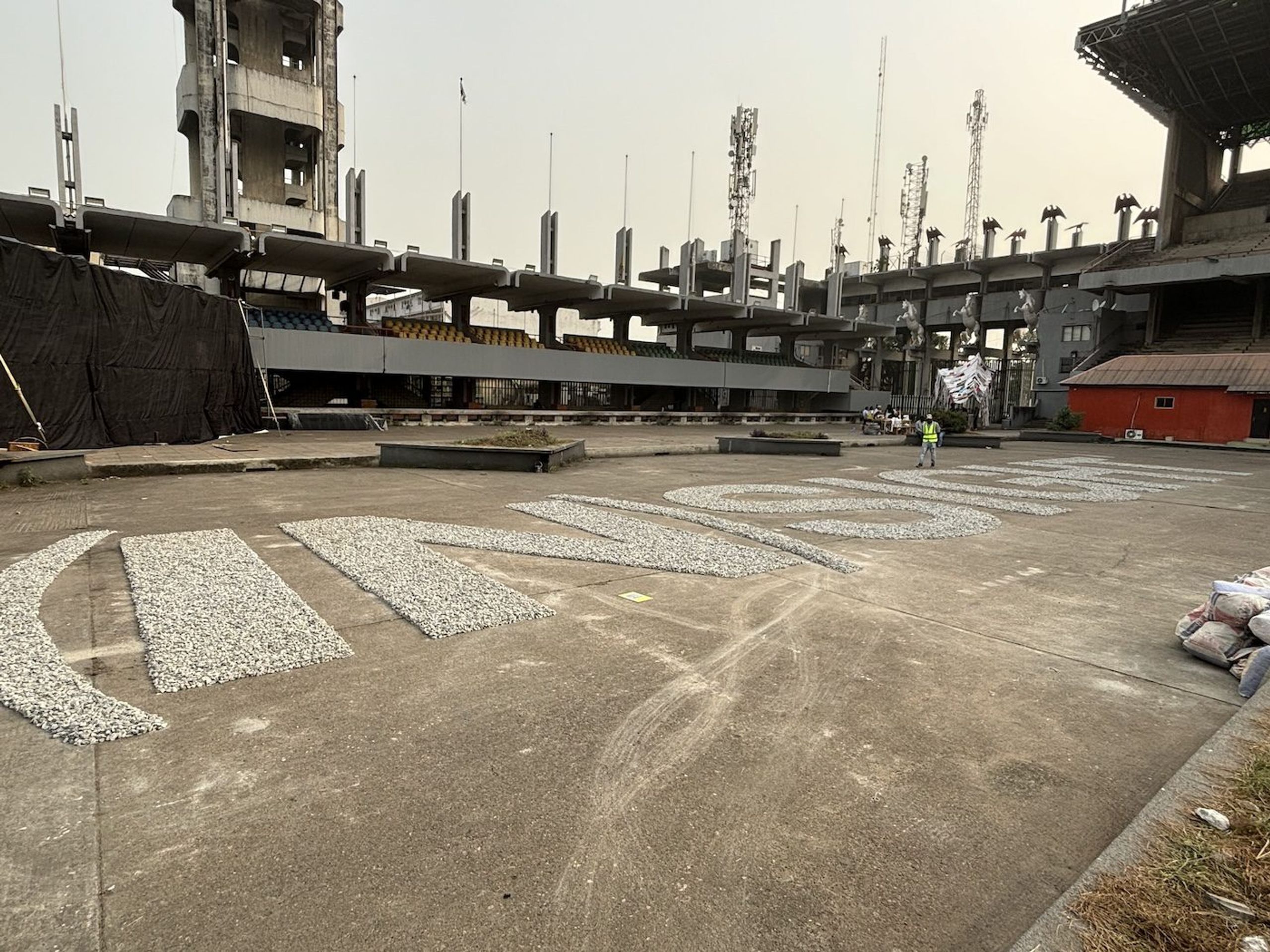 Rabeeha Adnan, A Word Fell Down, 2024. Installation view of Lagos Biennale 2024 at Tafawa Balewa Square. Photo: Sinazo Chiya