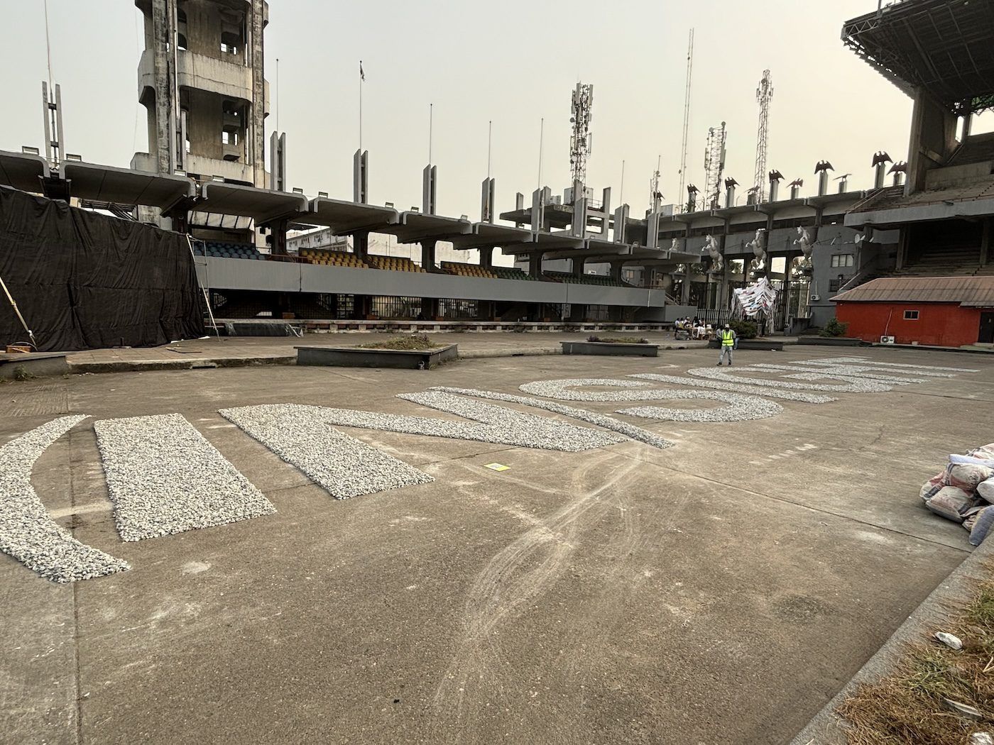Rabeeha Adnan, A Word Fell Down, 2024. Installation view of Lagos Biennale 2024 at Tafawa Balewa Square. Photo: Sinazo Chiya