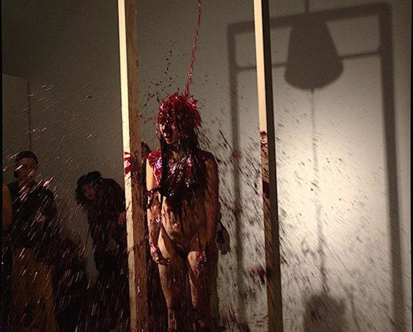 Regina José Galindo, Pig’s Blood, 2017. Performance, Defibrillator Chicago, United States. Photo: Andrei Venghia. Courtesy of the artist.