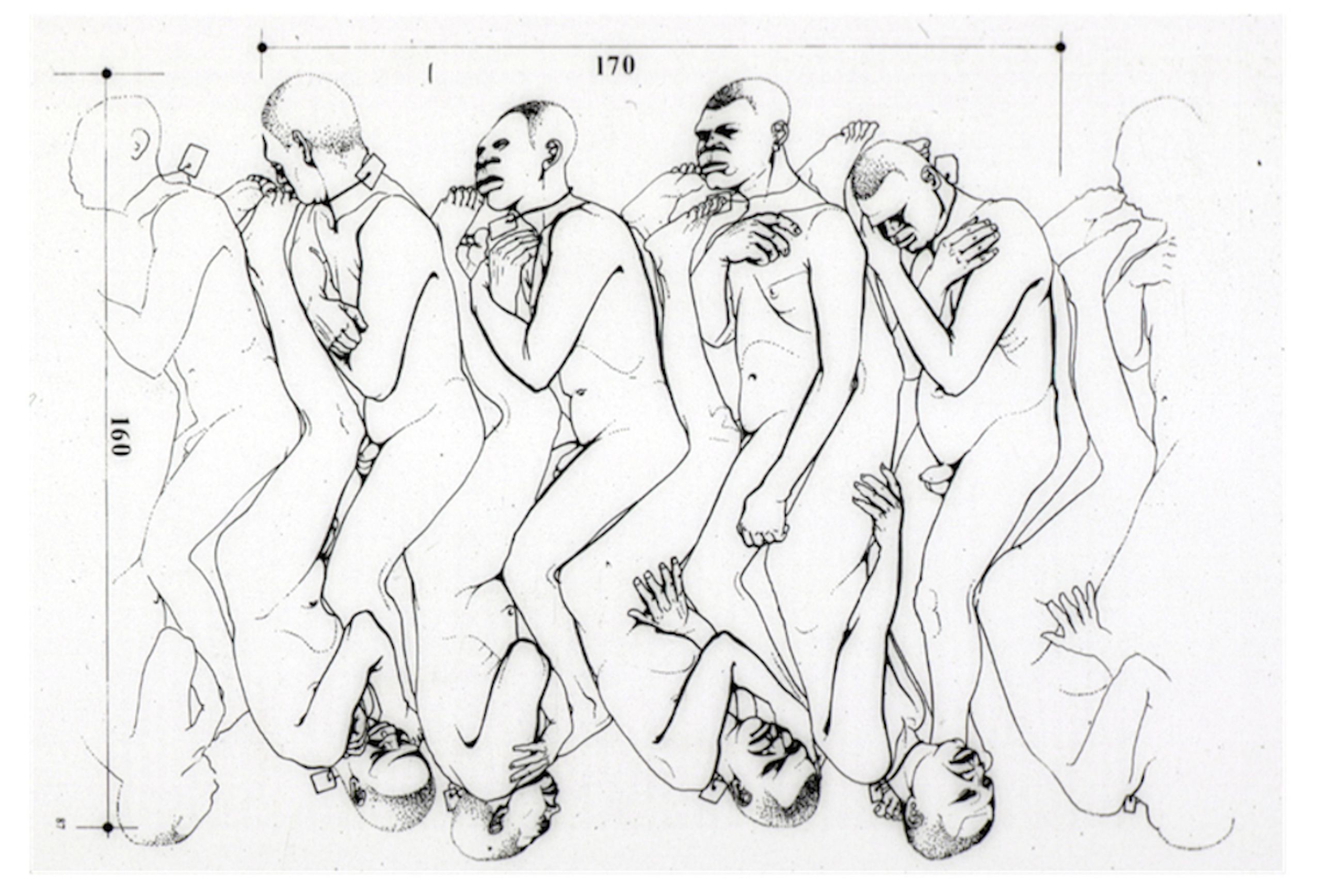 Jean Boudriot, Sleeping Positions of Captive Africans on the French Slave Ship Aurore, 1784, in: Slavery Images: A Visual Record of the African Slave Trade and Slave Life in the Early African Diaspora, Image E010, metadata by Jerome Handler and Michael Tuite, 2019.