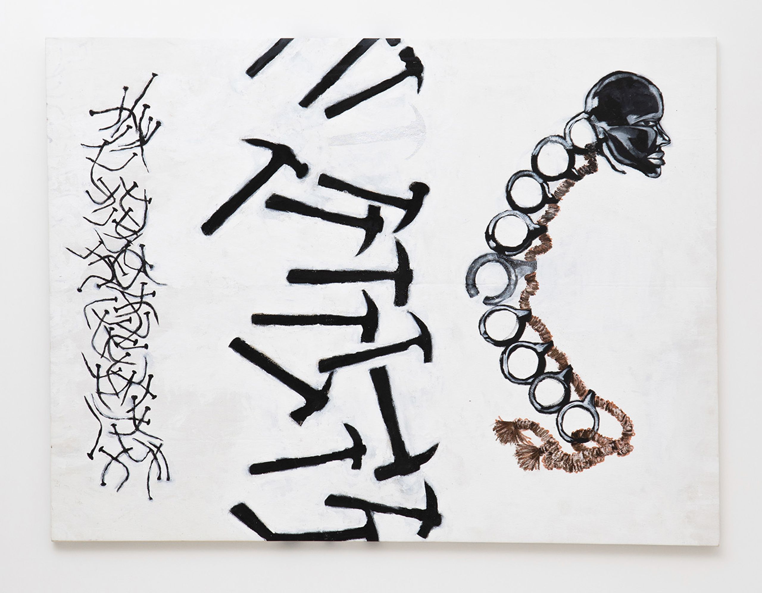 M0XC4, Quebrando vínculos ["Breaking ties"], 2023, acrylic on canvas, 115 x 160 cm. Photo: Wallace Domingues