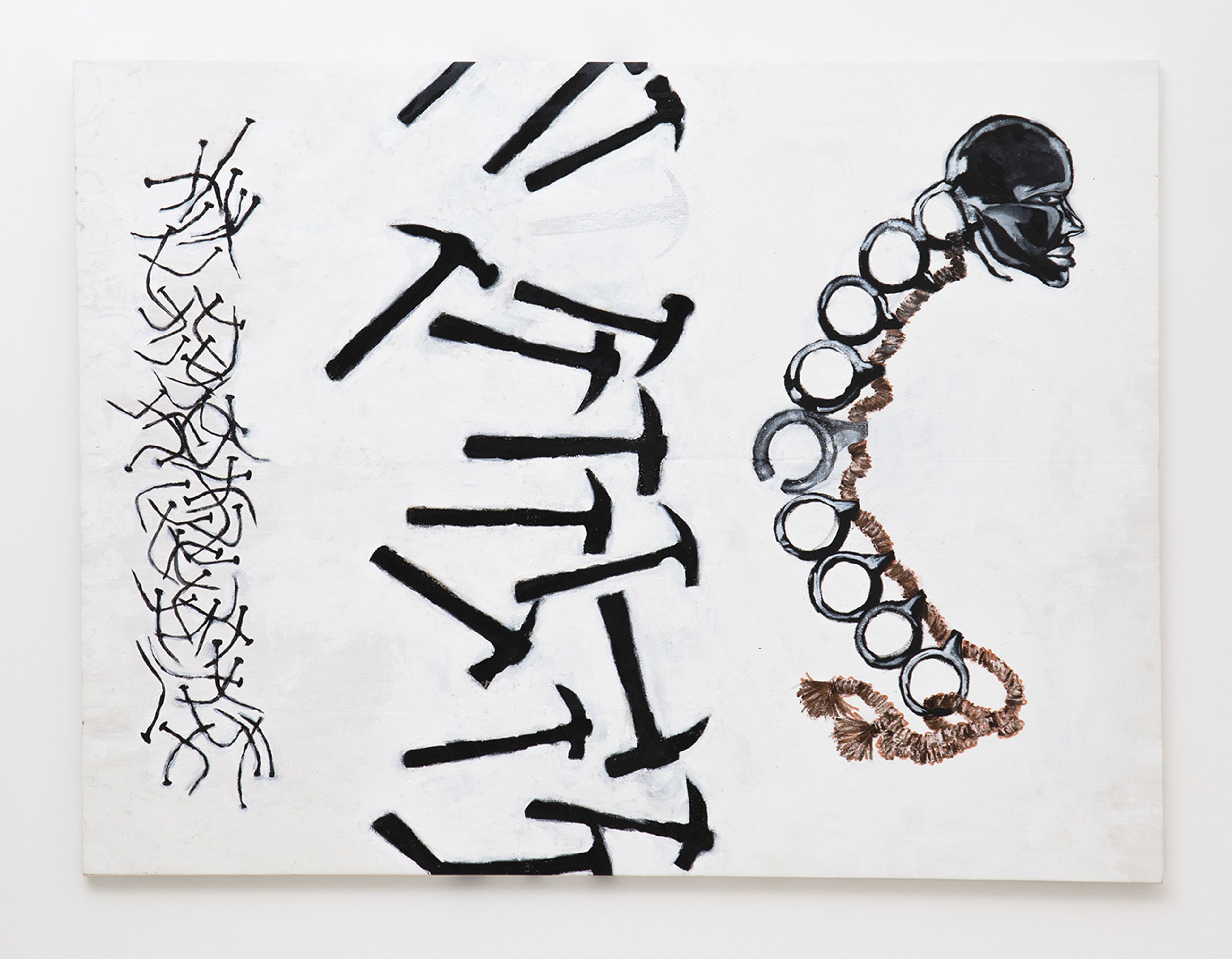 M0XC4, Quebrando vínculos ["Breaking ties"], 2023, acrylic on canvas, 115 x 160 cm. Photo: Wallace Domingues