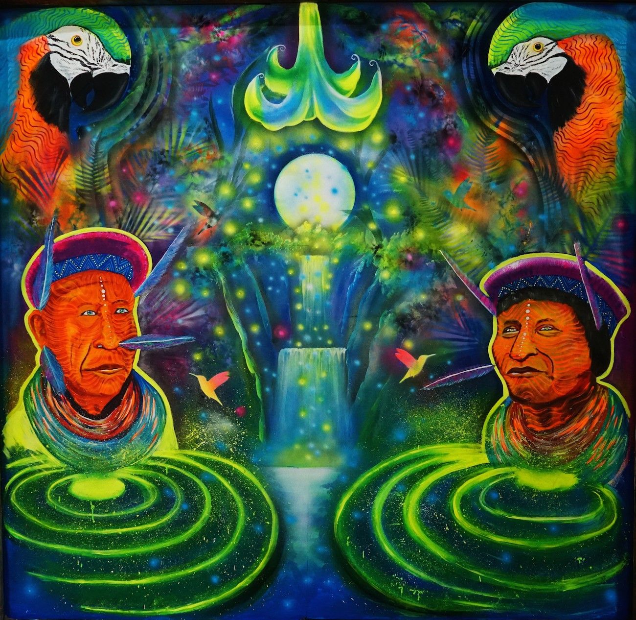 Eli M. Muchachasoy Chindoy, viajiybe otjenay (Yagé dream). Mixed technique. Courtesy of the artist.