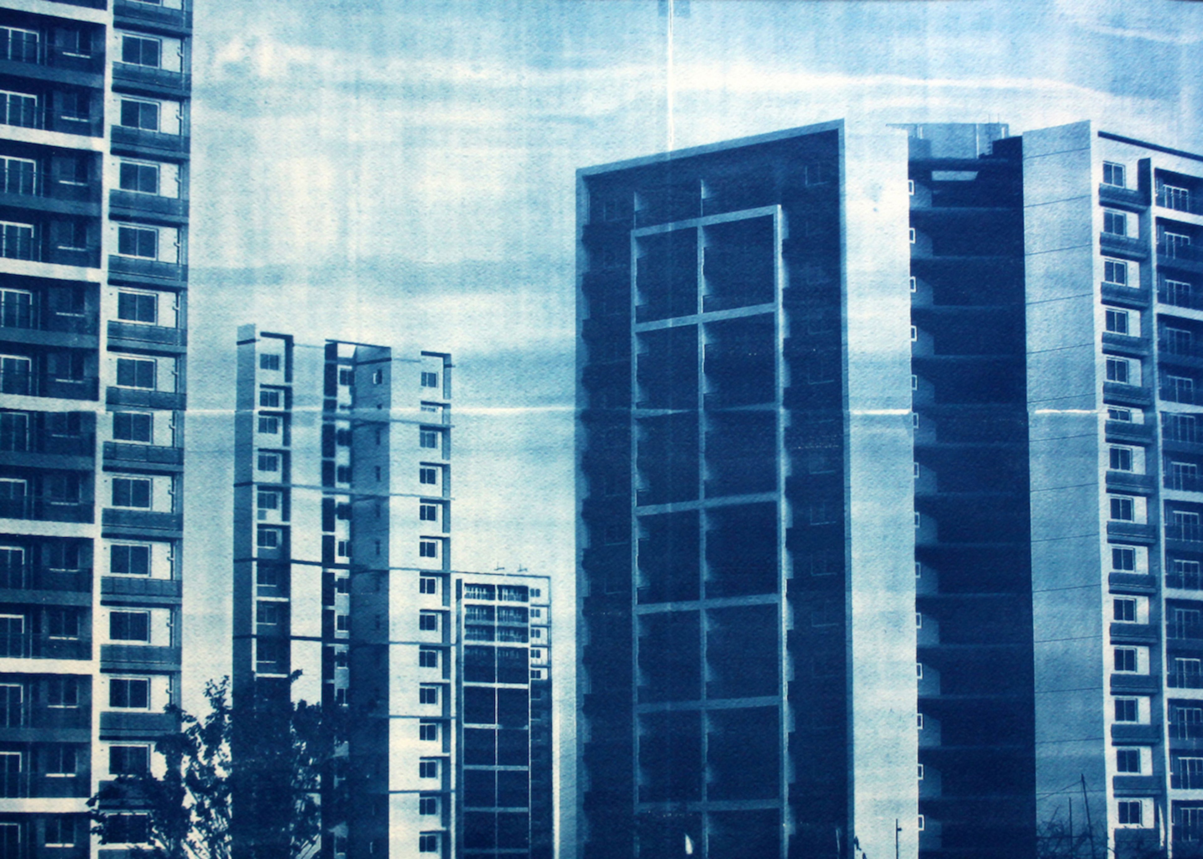 Délio Jasse, Terreno Ocupado, 2014. Cyanotype on Fabriano paper. Courtesy the artist and Tiwani Contemporary, London