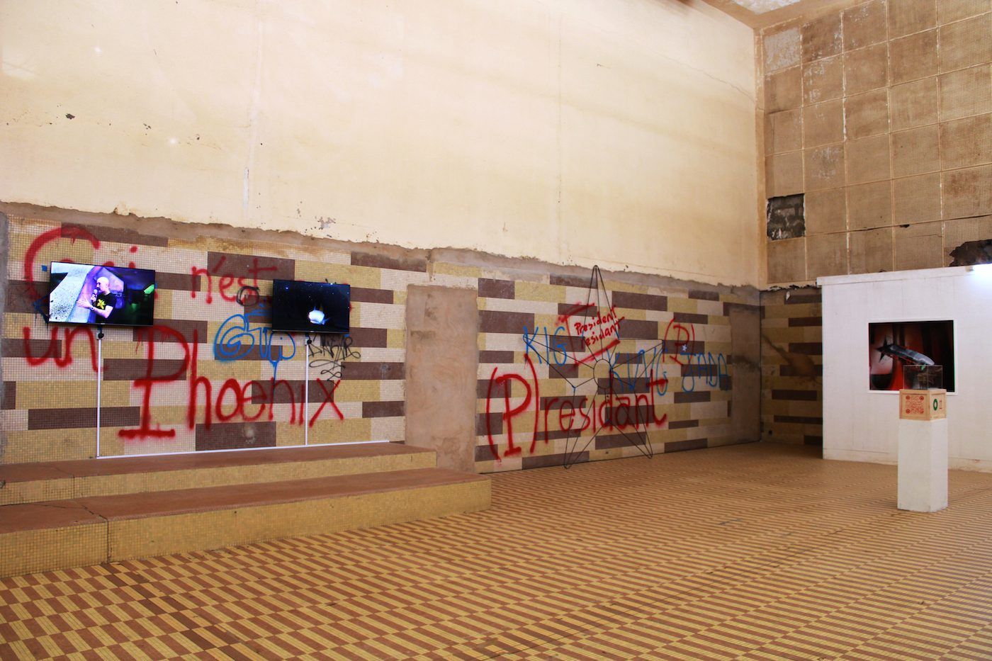 Ralph Borland, Installation View at the 14th Dakar Biennale, 2022. Photo: Roseline Olang’ Odhiambo